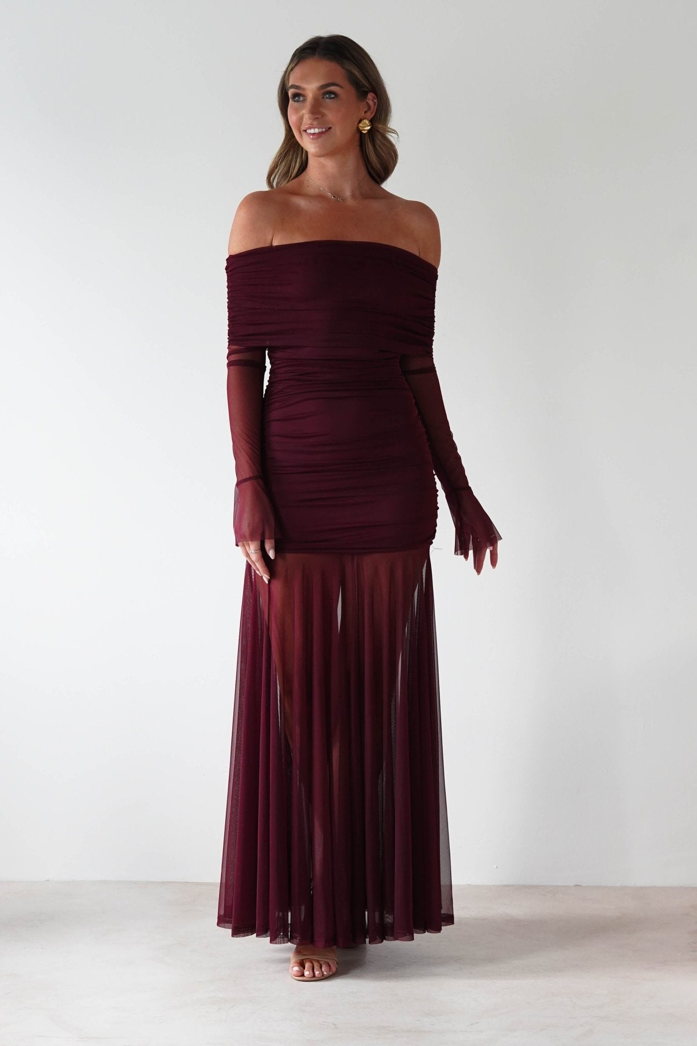 Dalton Mesh Maxi Dress | Wine | Oh Hello Clothing | S (8)