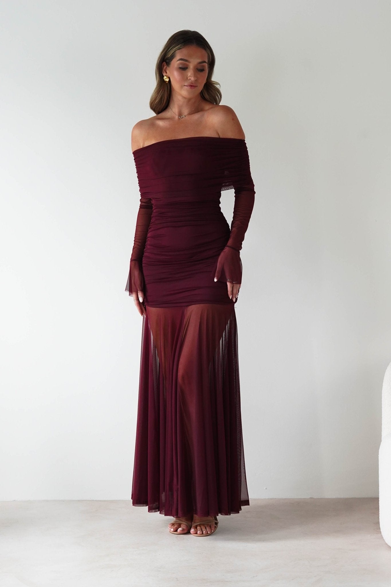 Dalton Mesh Maxi Dress | Wine | Oh Hello Clothing | S (8)