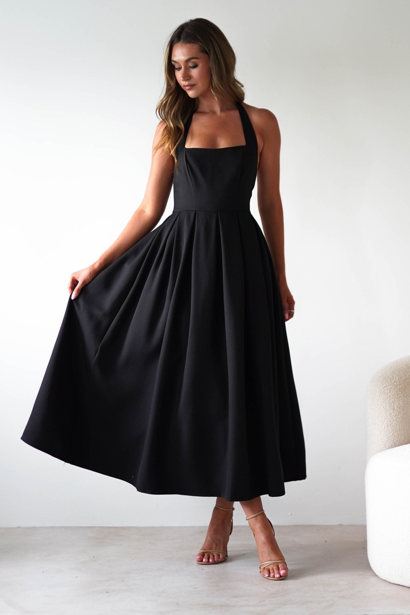 Daria Halter Neck Midi Dress | Black | Oh Hello Clothing | XS (6)
