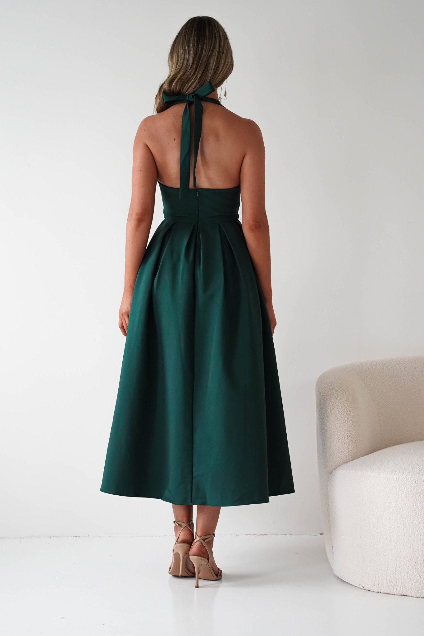 Daria Halter Neck Midi Dress | Forest Green | Oh Hello Clothing | XS (6)