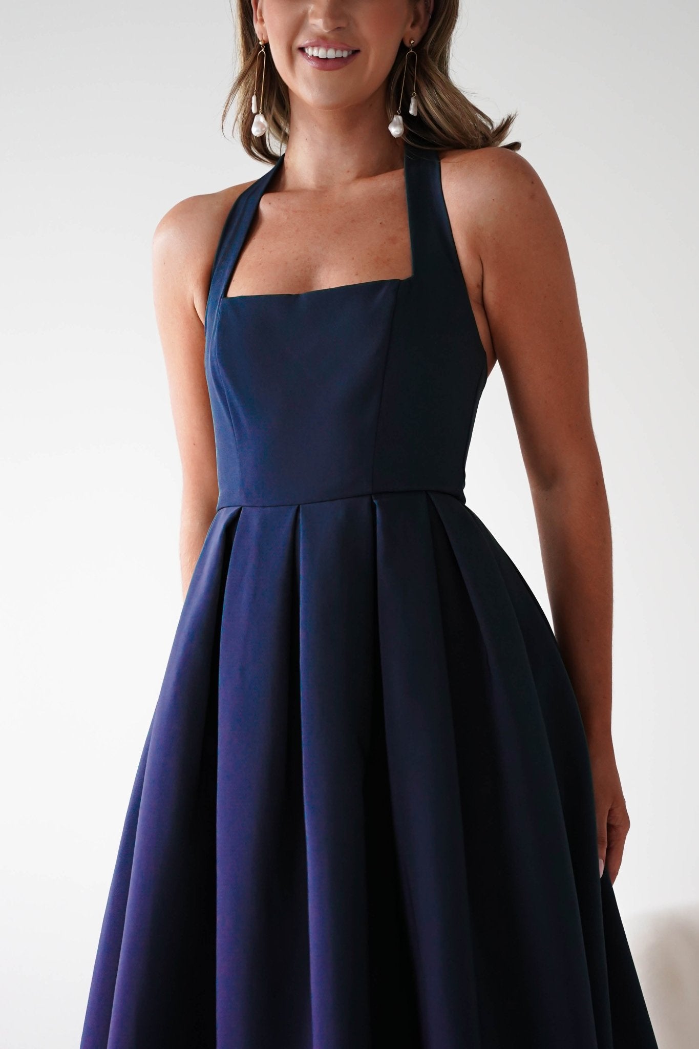 Daria Halter Neck Midi Dress | Navy | Oh Hello Clothing | XS (6)
