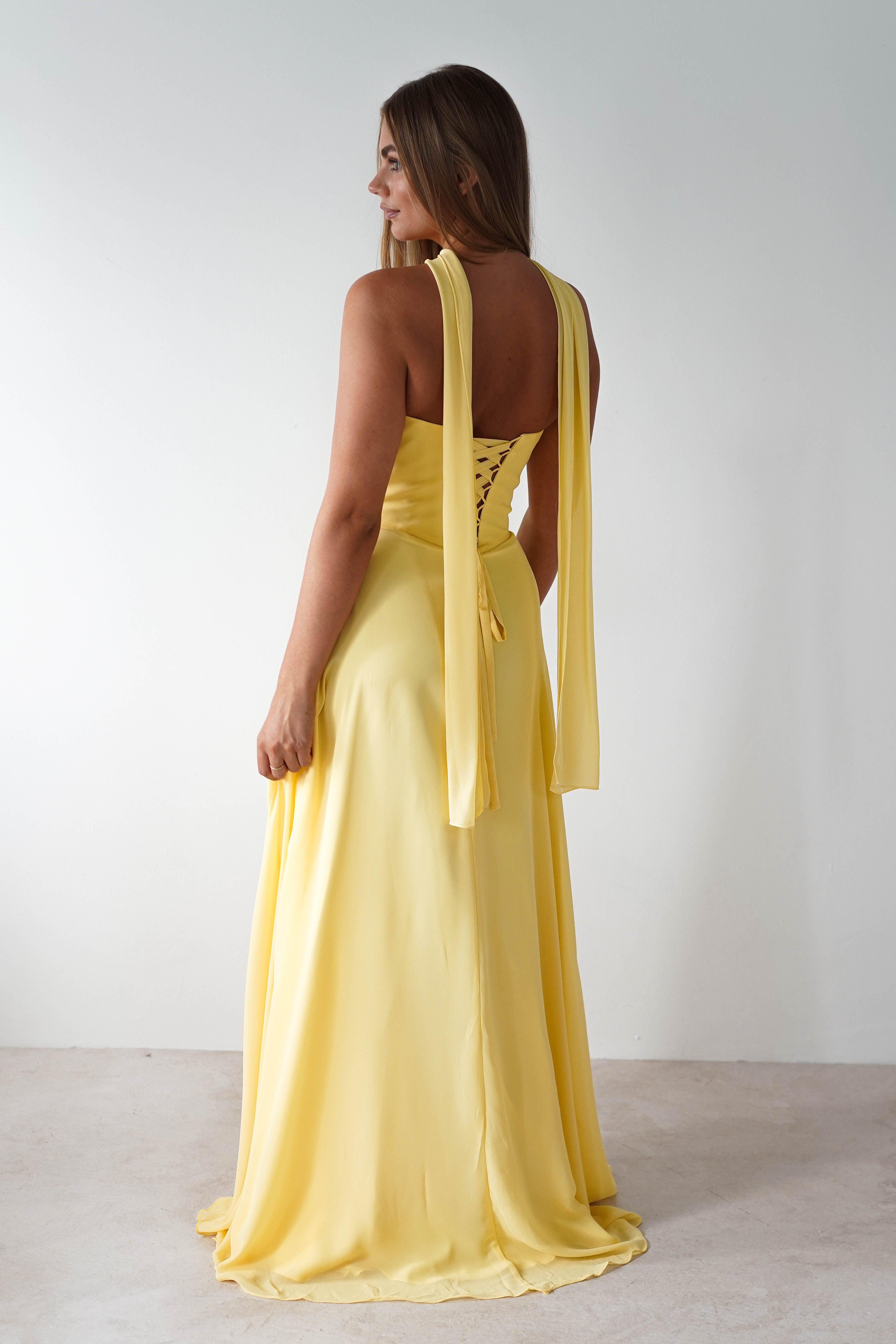 Oh Hello Clothing Women > Clothing > Dresses Delphine Chiffon Strapless Maxi Dress | Yellow