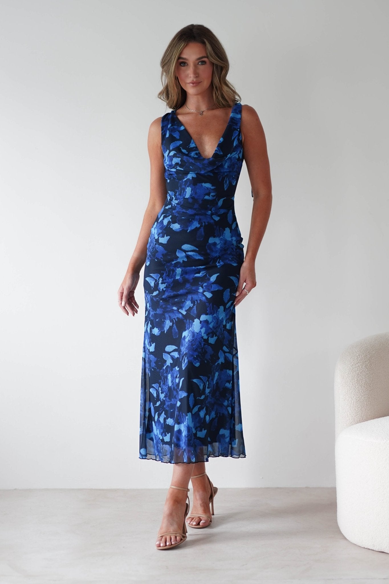 Donatella Mesh Floral Maxi Dress | Blue Print | Oh Hello Clothing | XS (6)