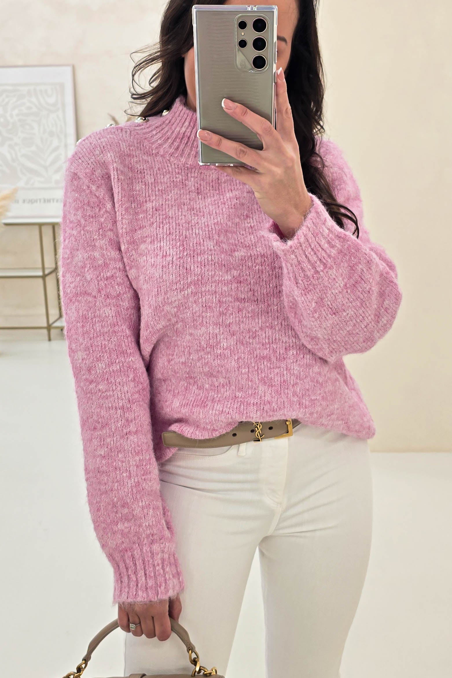 Ayda Cosy Knitted Jumper | Pink | Oh Hello Clothing | One Size | 8 - 14