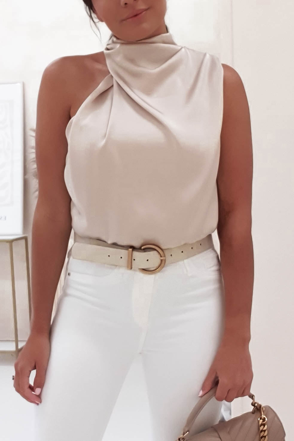 Layla Soft Satin Crop Top | Champagne