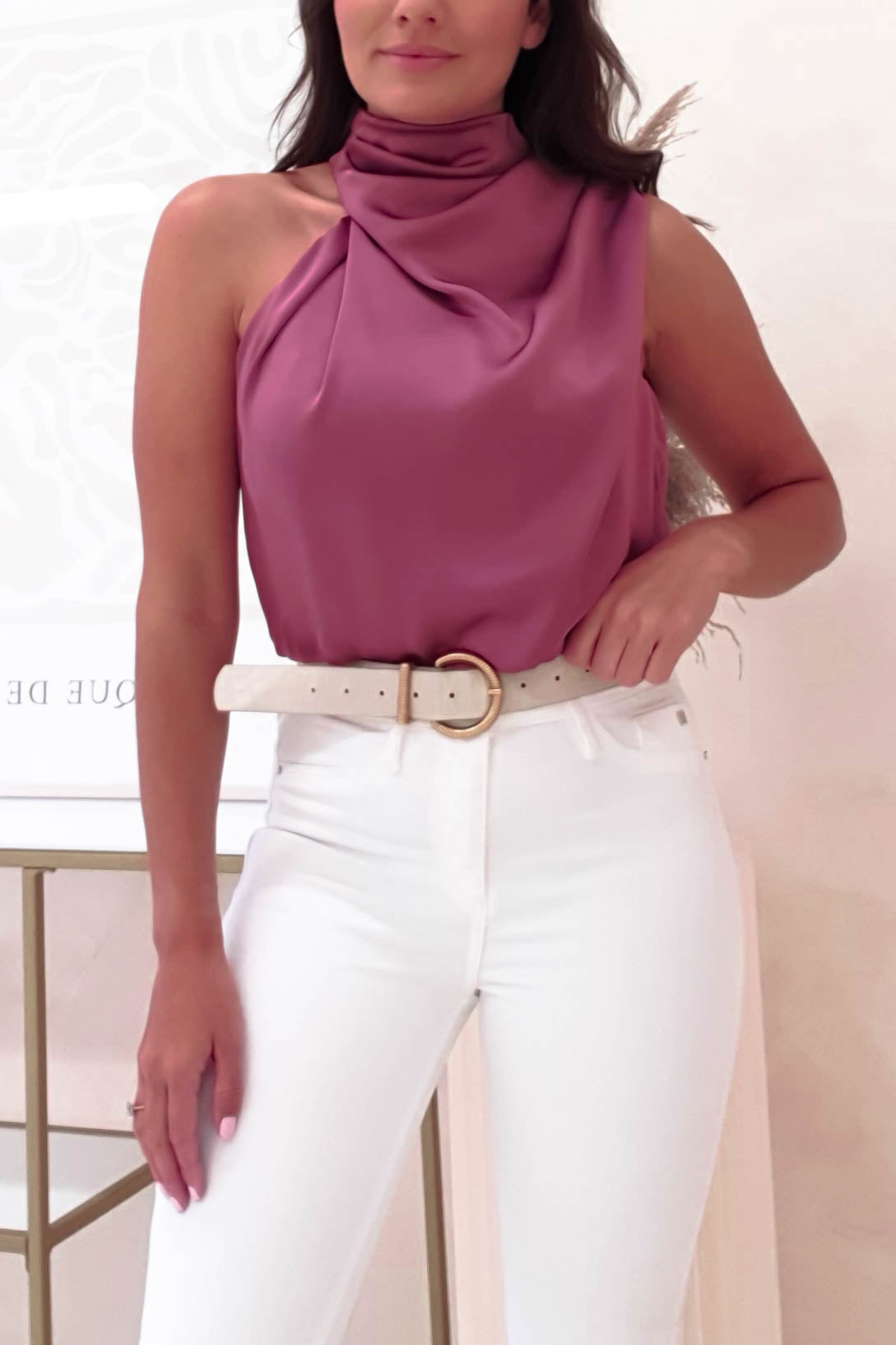 Layla Soft Satin Crop Top | Plum