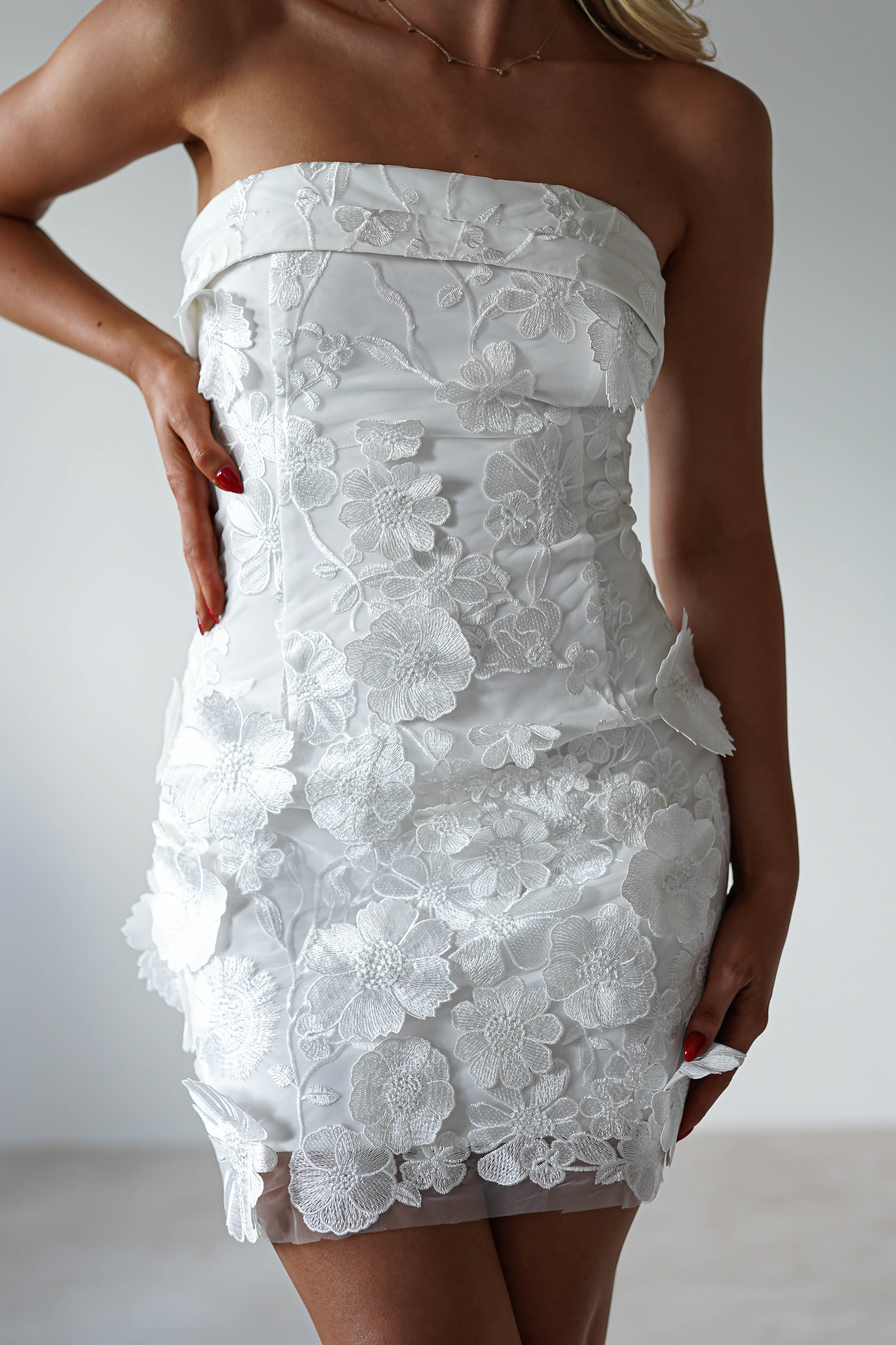 Bellflower 3D Floral Mini Dress | White | Oh Hello Clothing | XS (6)