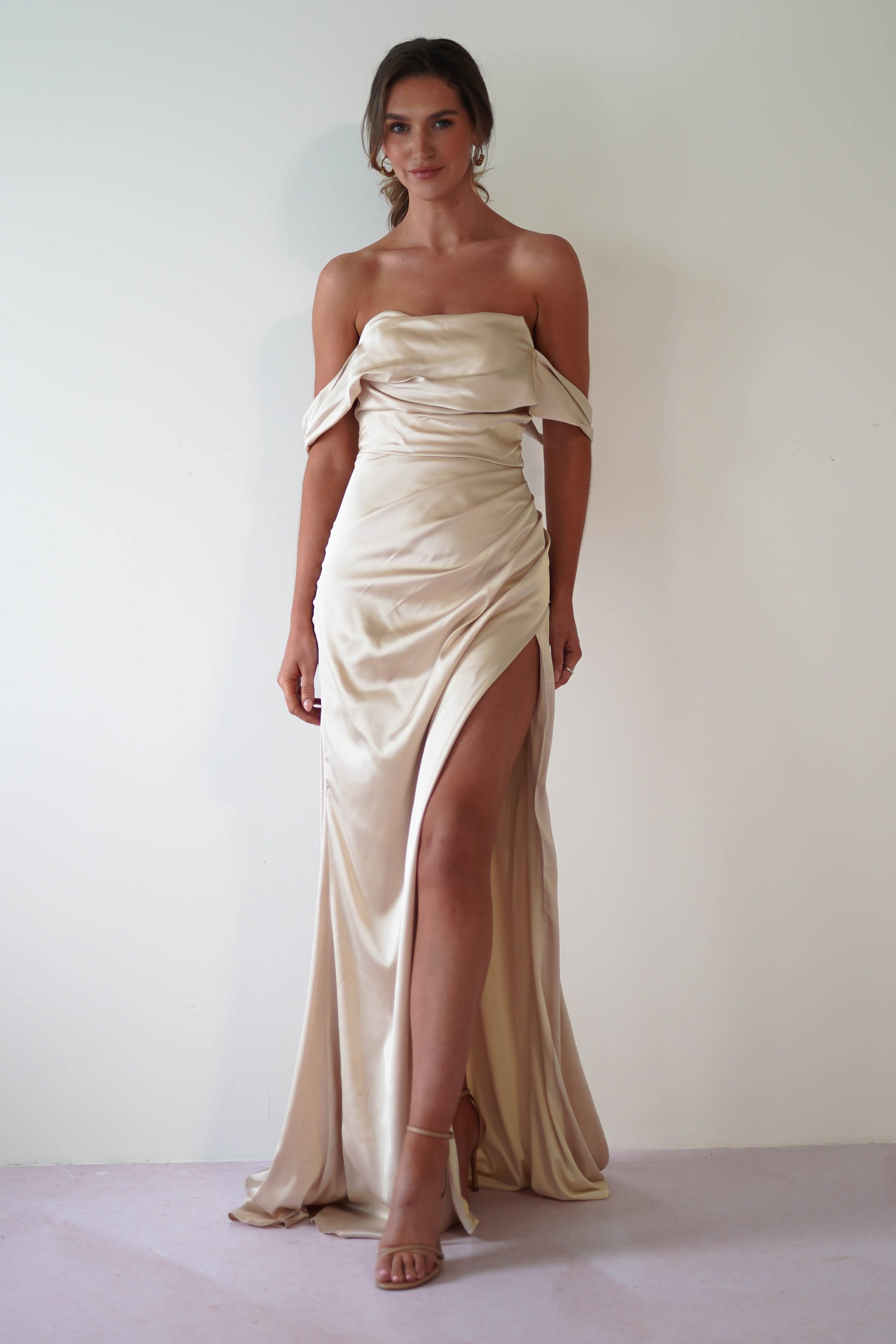 Beth Draped Silky Satin Gown Champagne Debs Prom Dress beth-draped-silky-satin-gown-champagne-debs-prom-dress