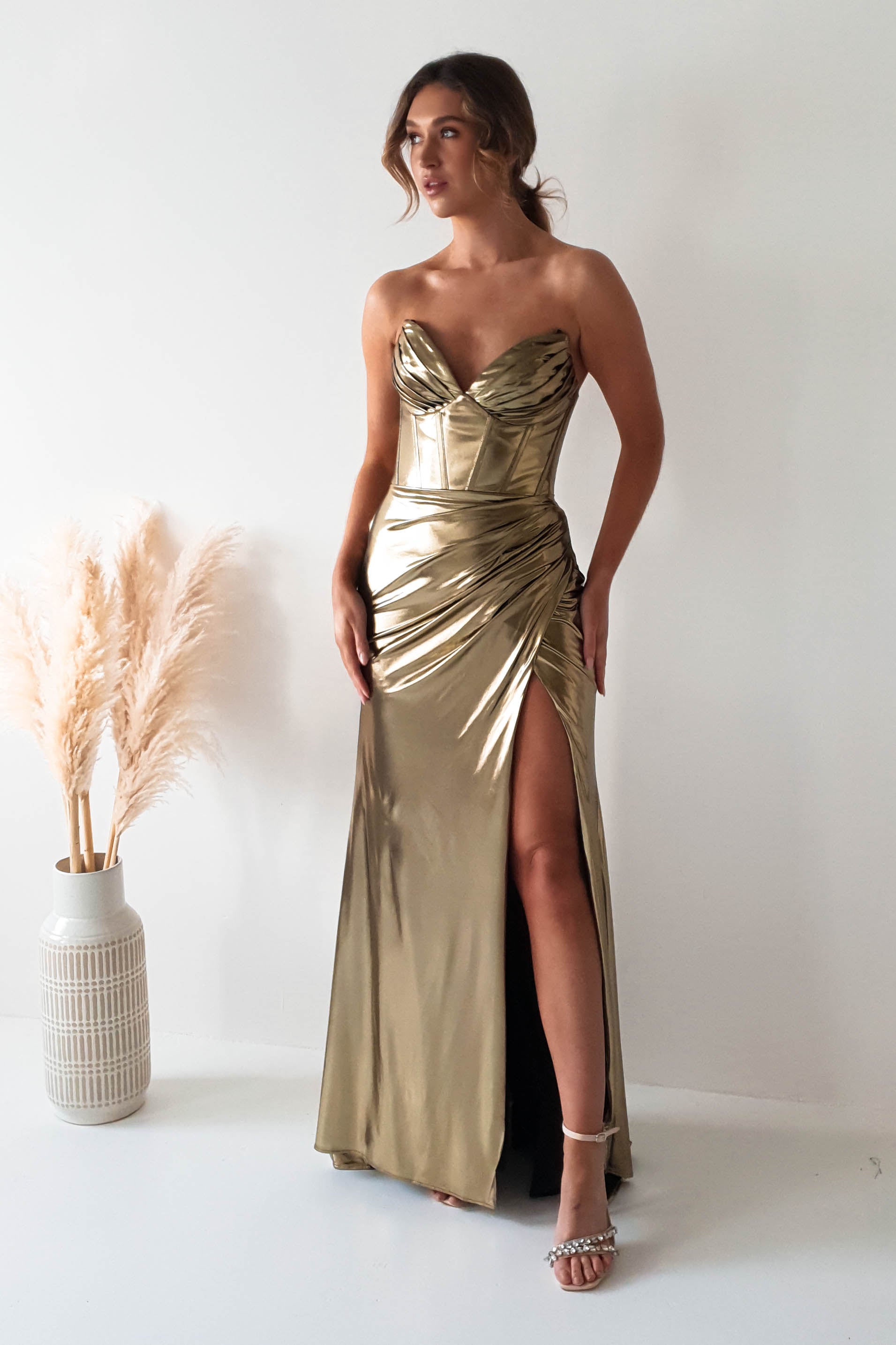 GOLD STONE MESH COUTURE GOWN main image 0