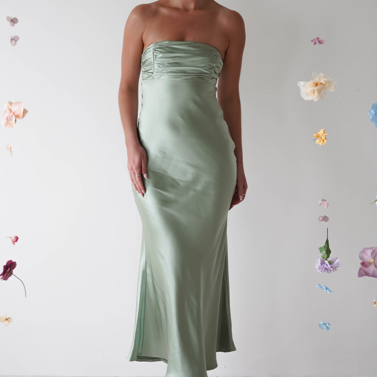 Rochelle Soft Satin Maxi Dress | Sage Green Oh Hello Clothing Rochelle Soft Satin Maxi Dress | Sage Green Oh Hello Clothing