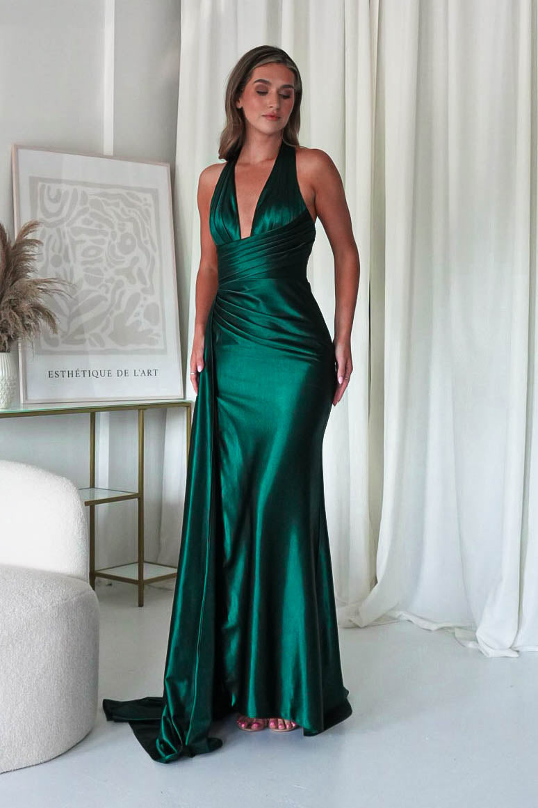 Daniella Halterneck Gown | Emerald Green