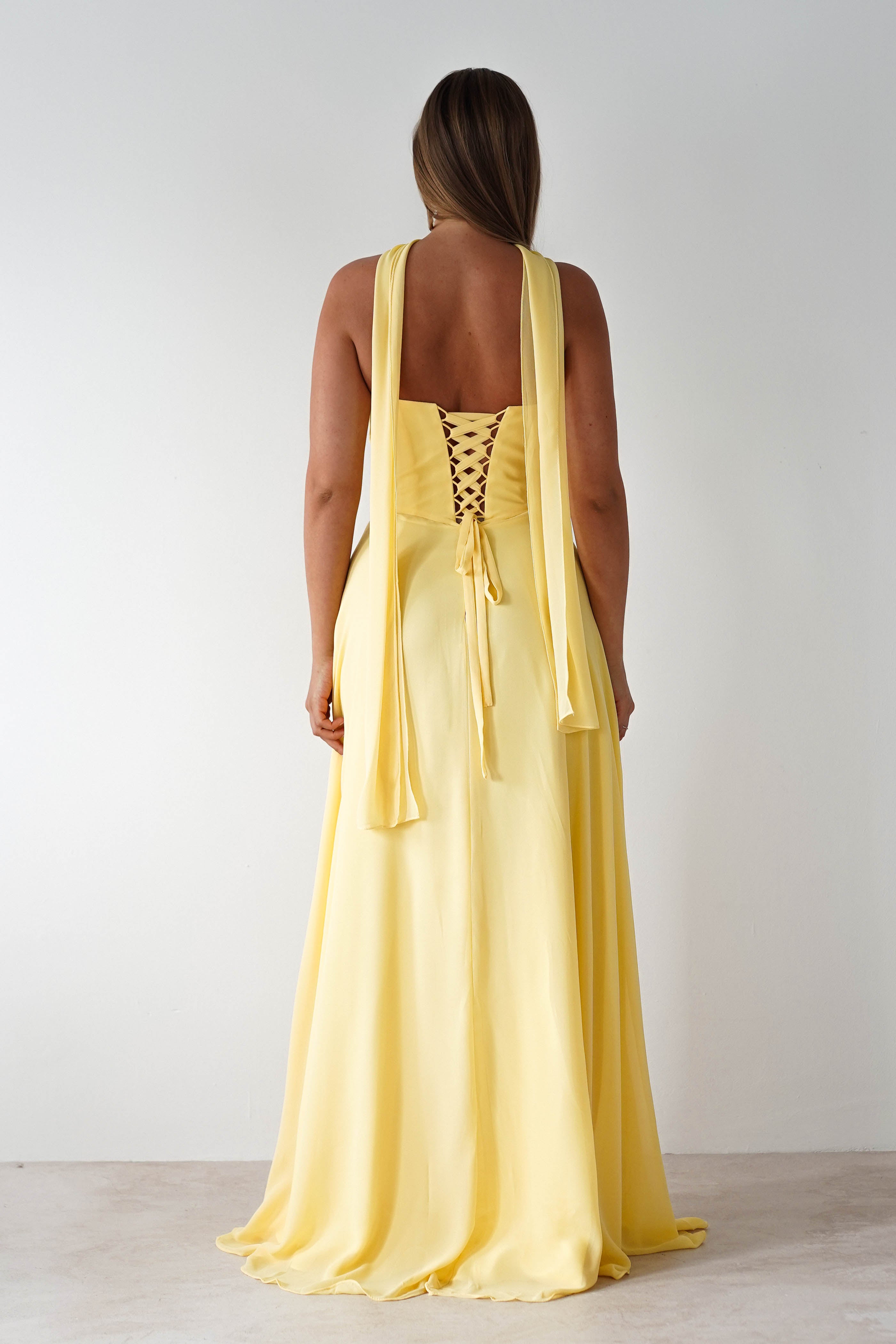 Delphine Chiffon Strapless Maxi Dress | Yellow | Oh Hello Clothing | XS (6)