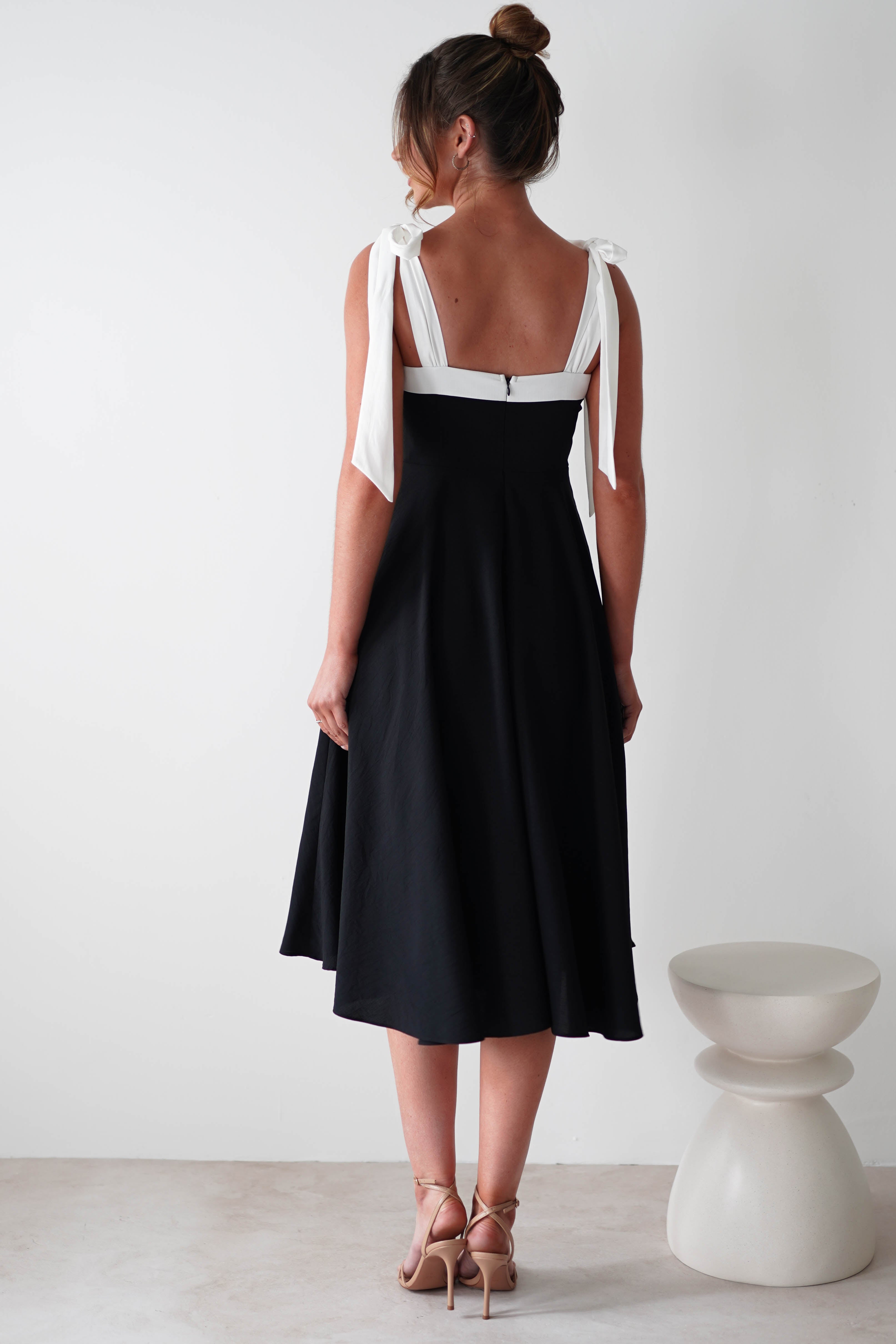 Bella Skater Midi Dress | Black/White