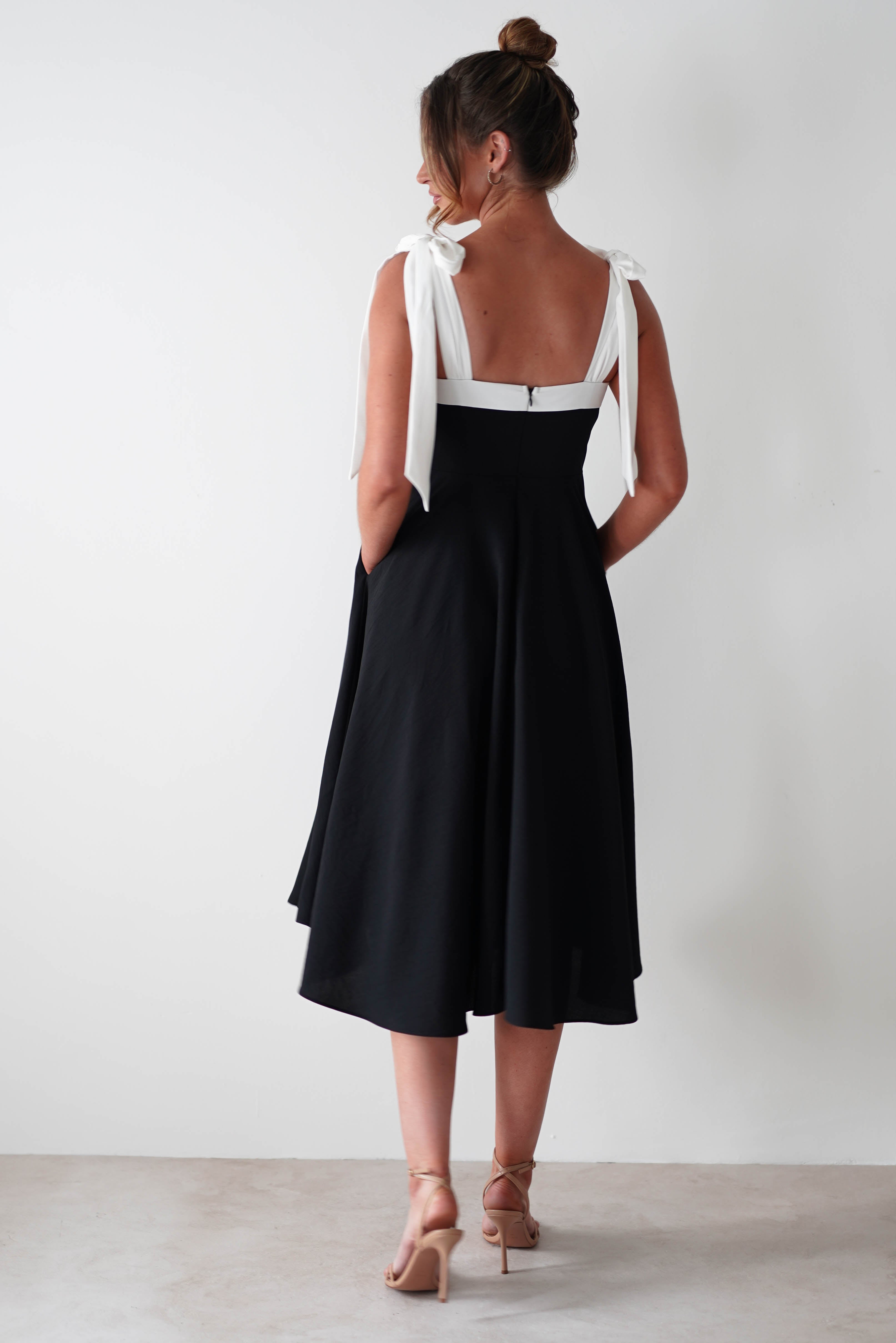 Bella Skater Midi Dress | Black/White