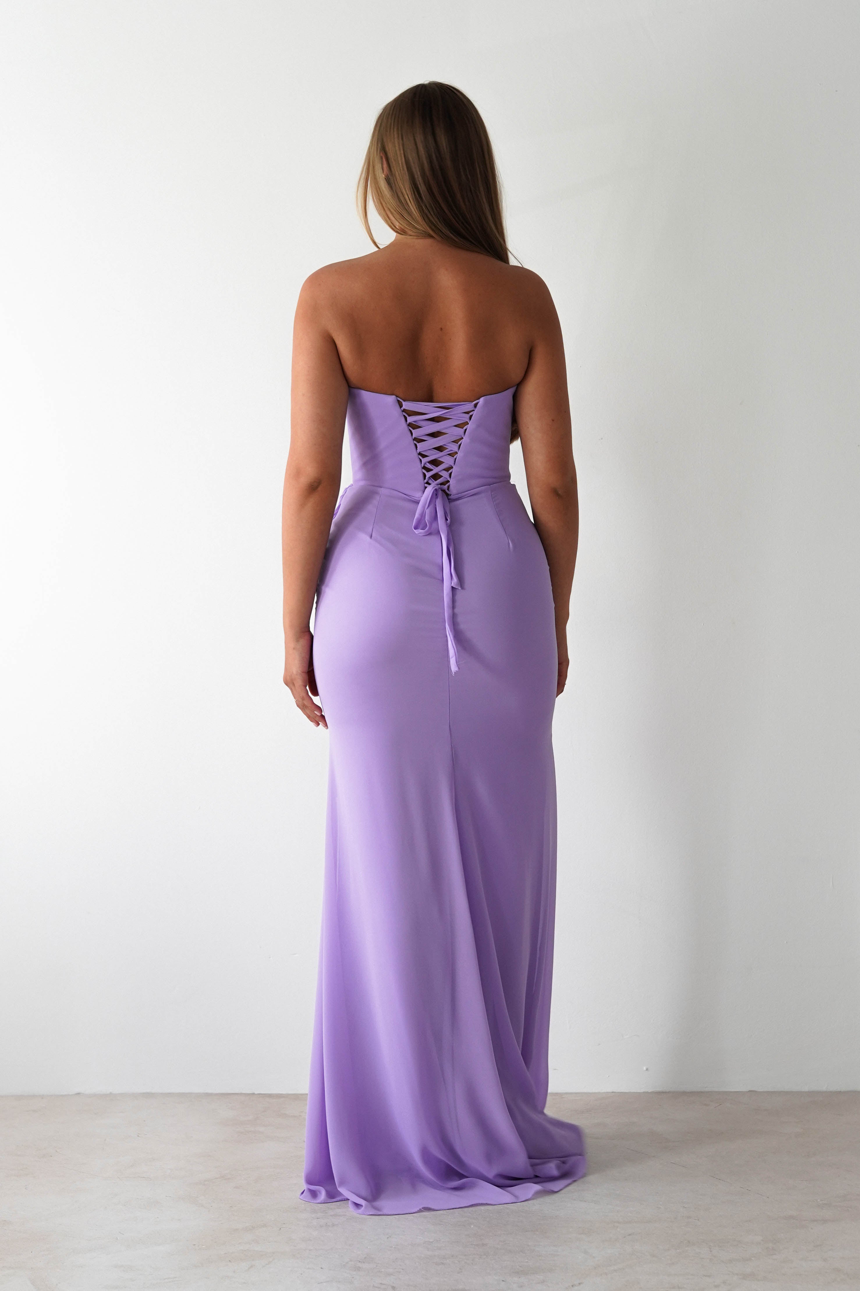 Caterina Strapless Maxi Dress | Lilac | Oh Hello Clothing | XS (6)
