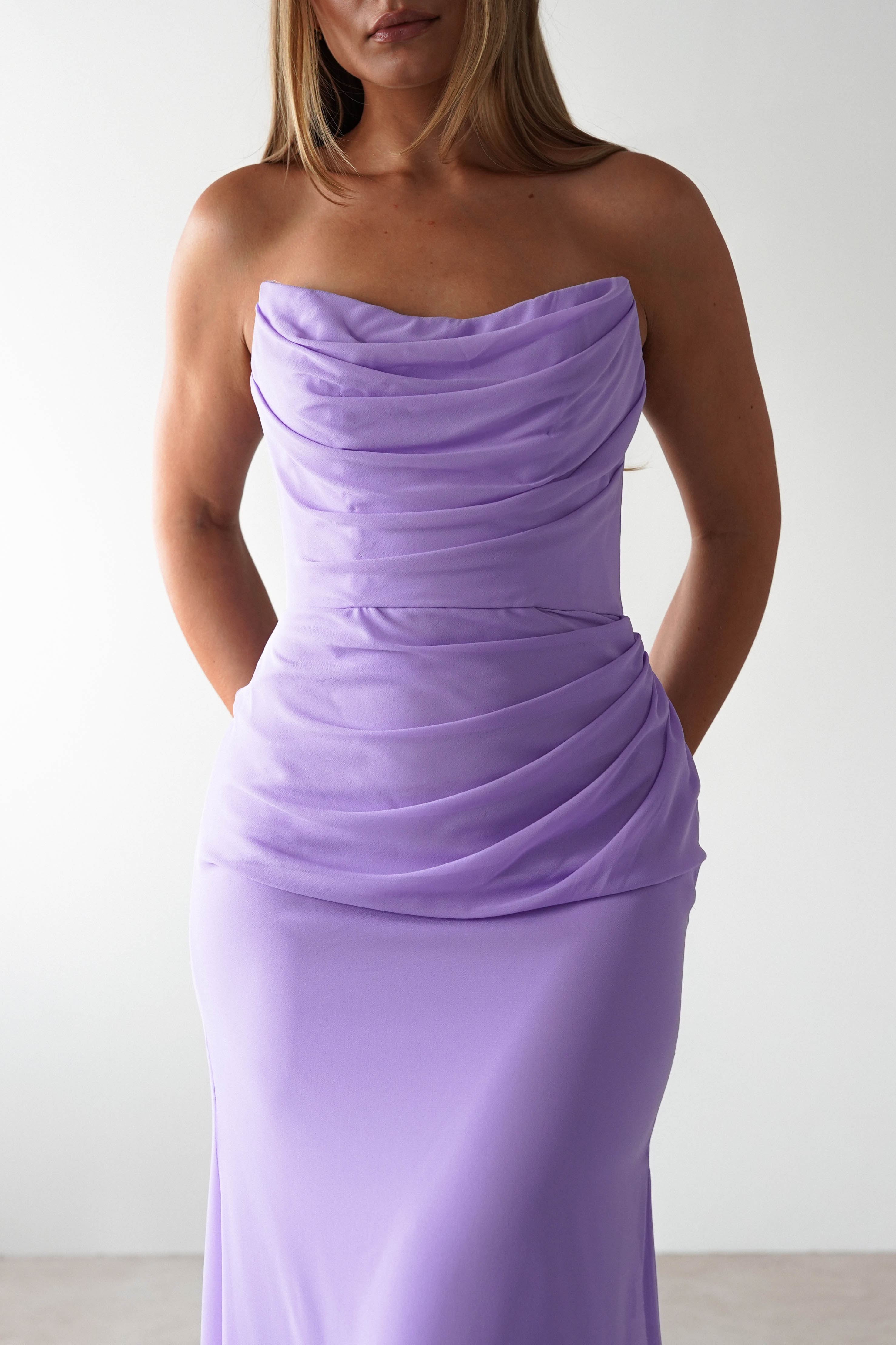 Caterina Strapless Maxi Dress | Lilac | Oh Hello Clothing | XS (6)