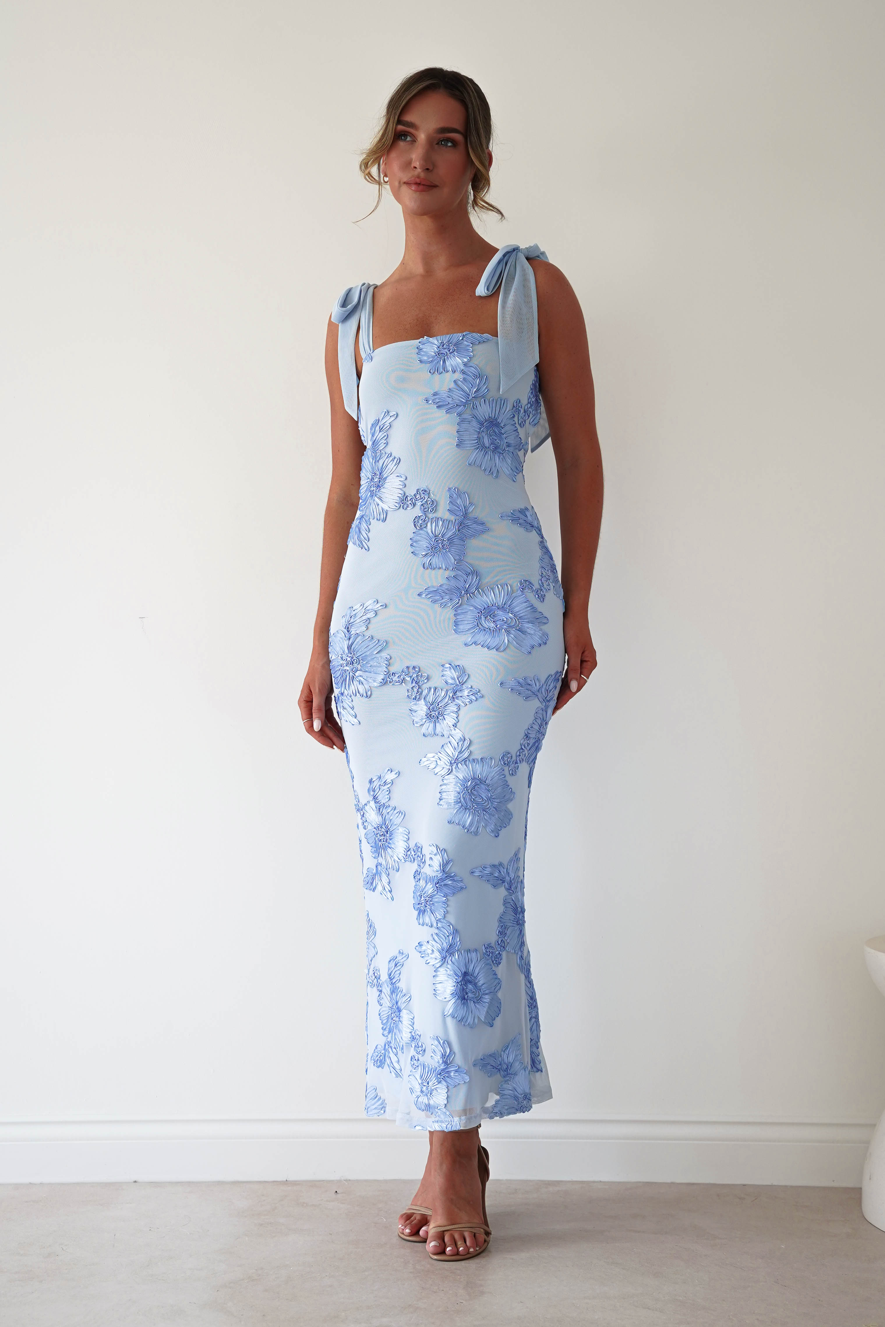 Oh Hello Clothing Women > Clothing > Dresses * DONE - Mahalia Floral Appliqué Maxi Dress | Blue