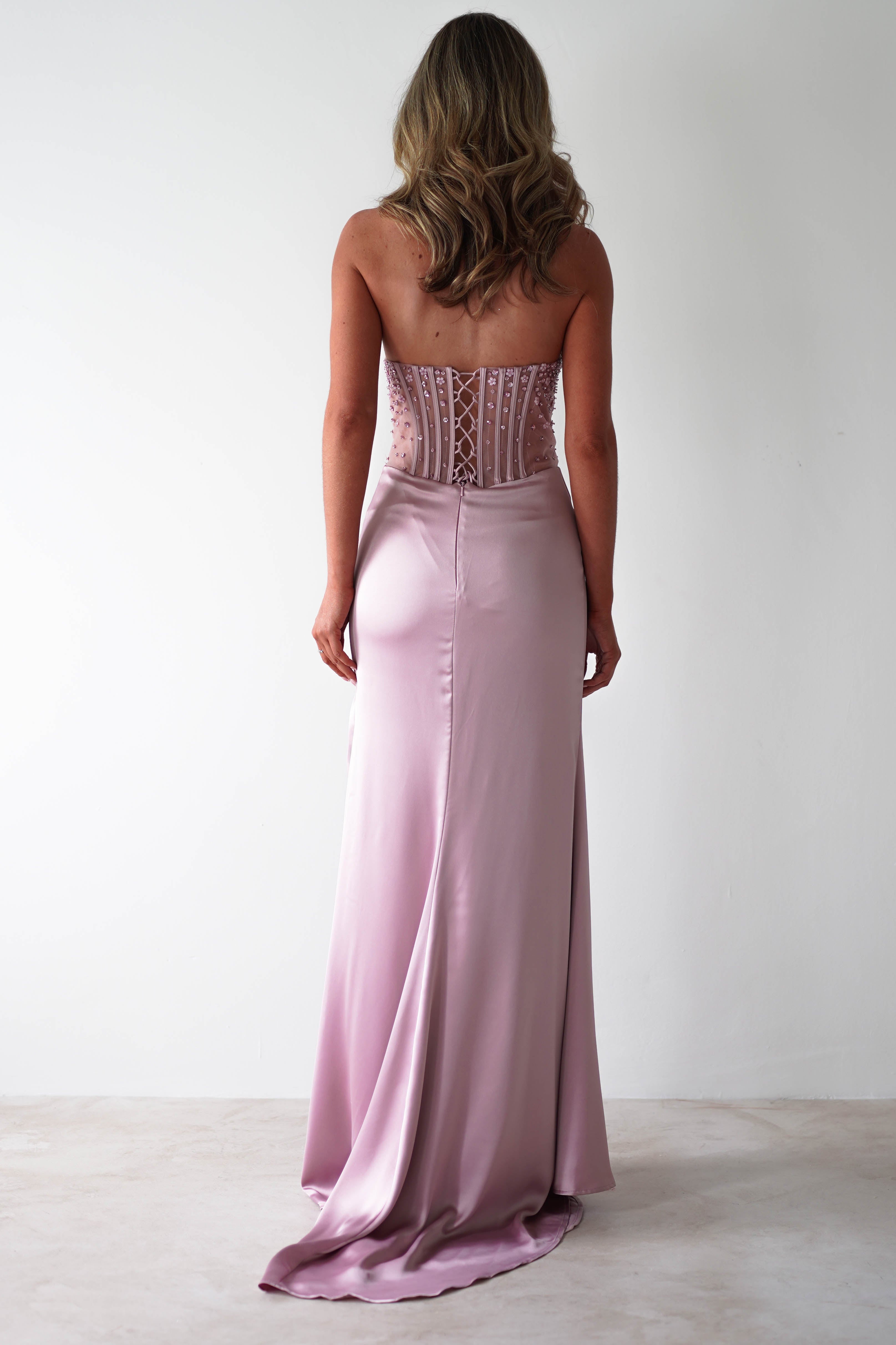 Theodora Strapless Embellished Gown | Mauve - Oh Hello Clothing