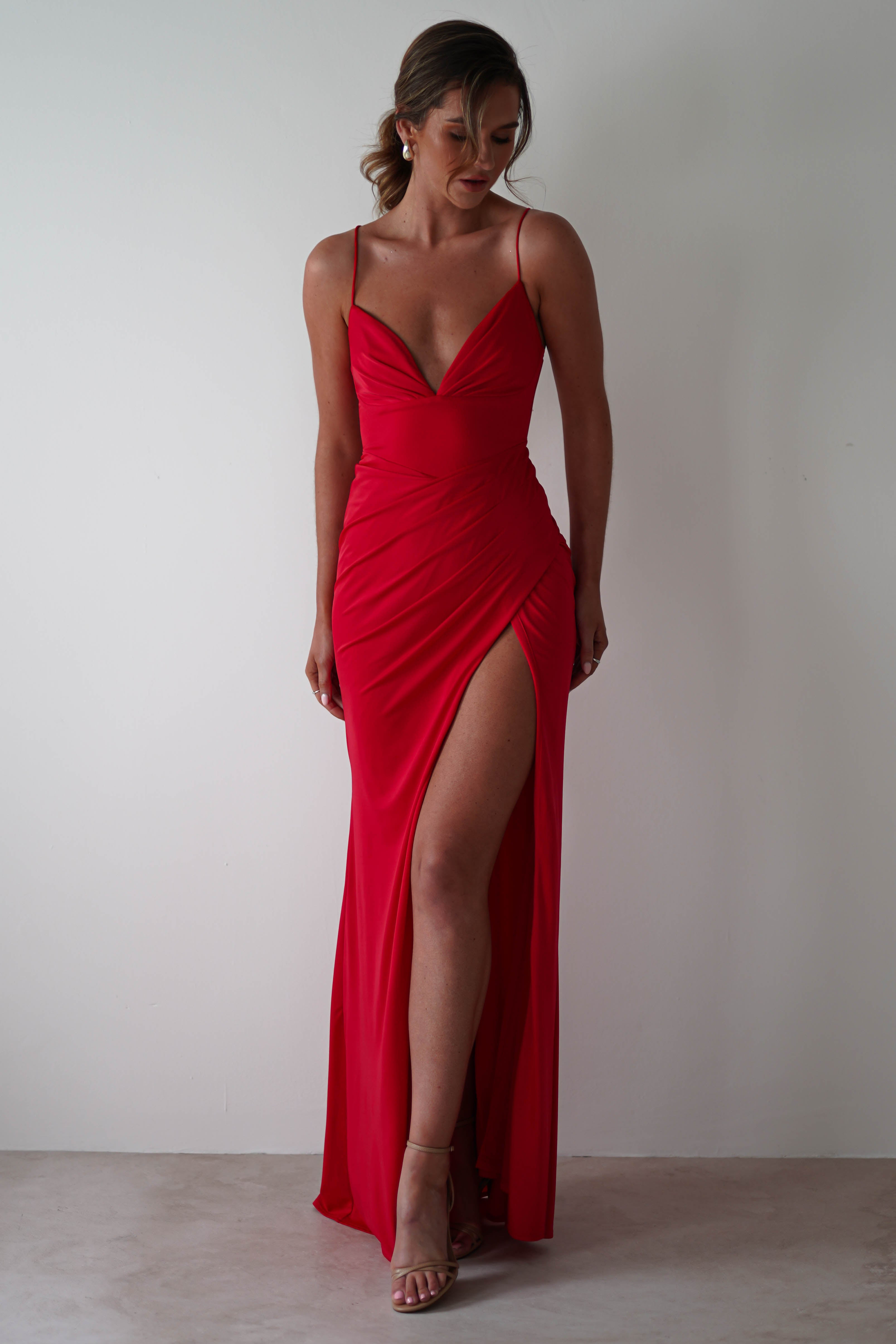 Aldina Soft Bodycon Dress | Red - Oh Hello Clothing