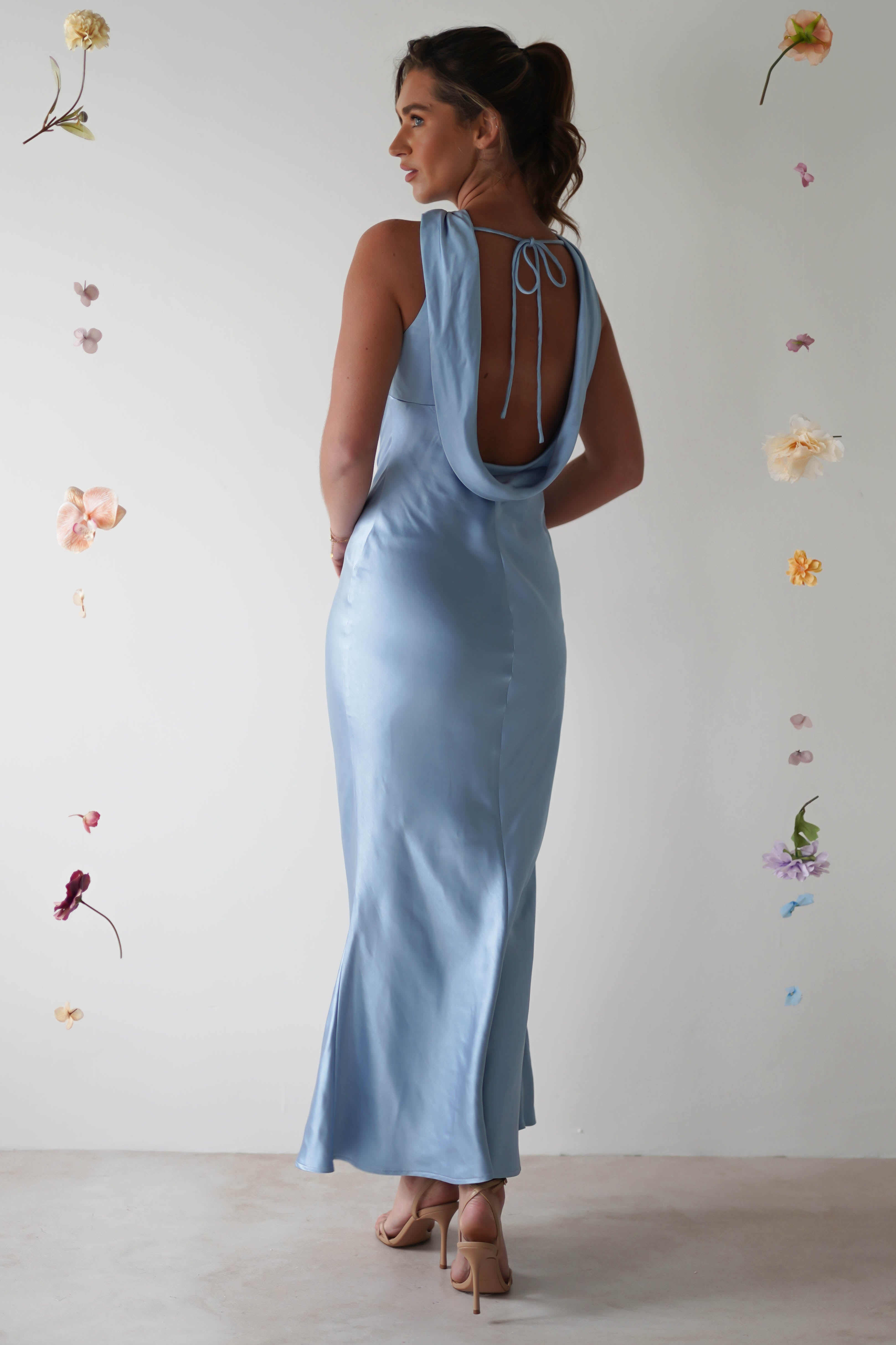 Lauryn Halter Neck Maxi Dress | Light Blue - Oh Hello Clothing
