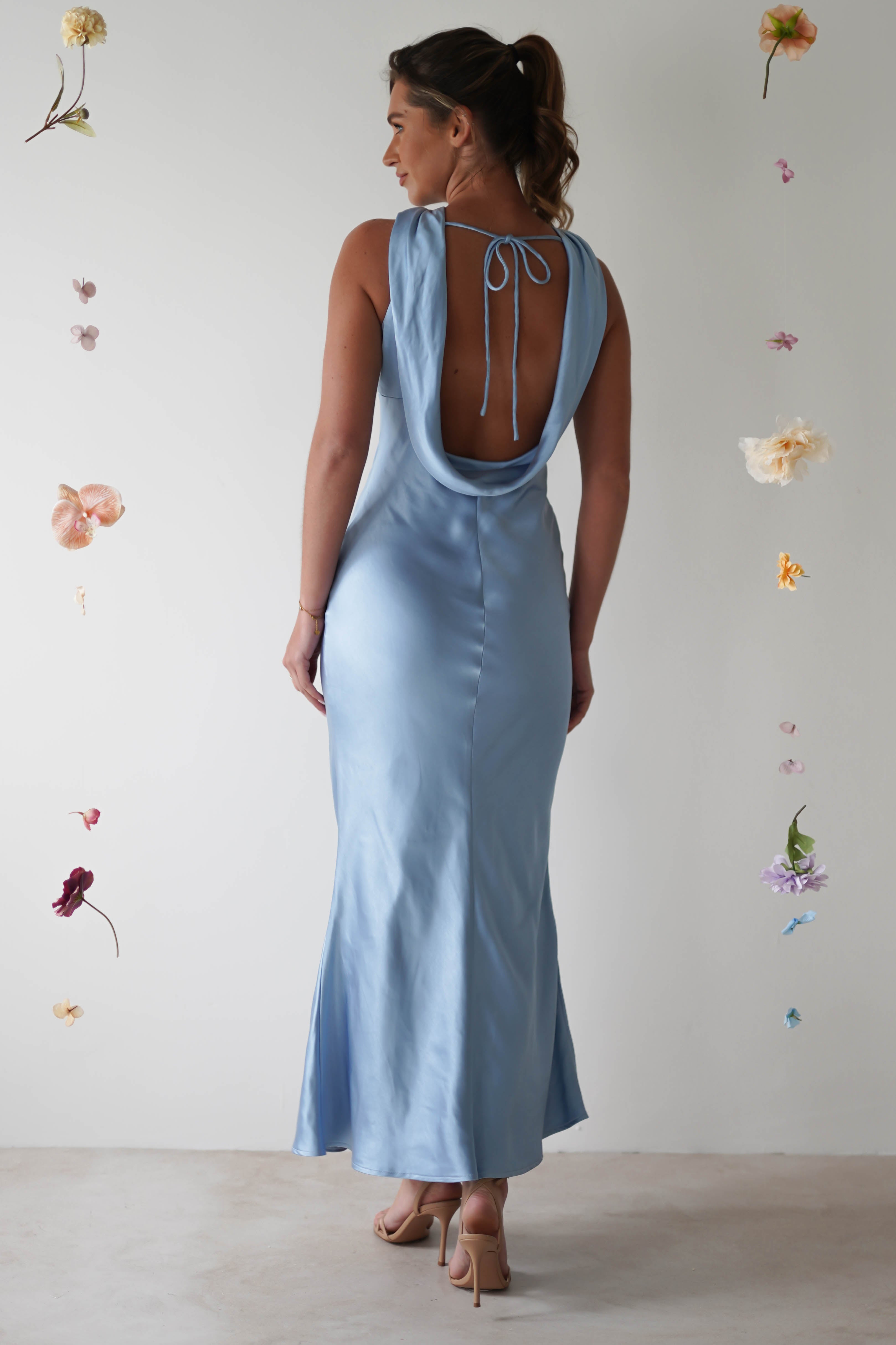 Lauryn Halter Neck Maxi Dress | Light Blue - Oh Hello Clothing
