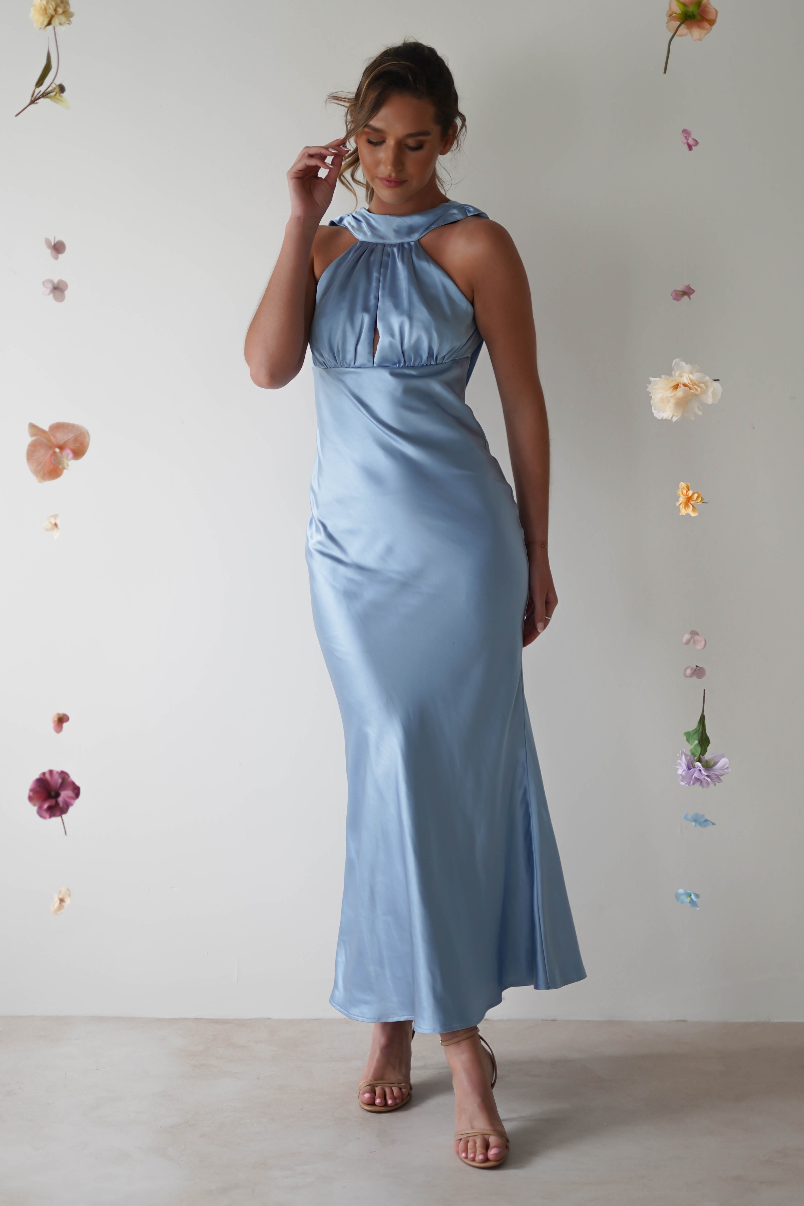 Lauryn Halter Neck Maxi Dress | Light Blue - Oh Hello Clothing