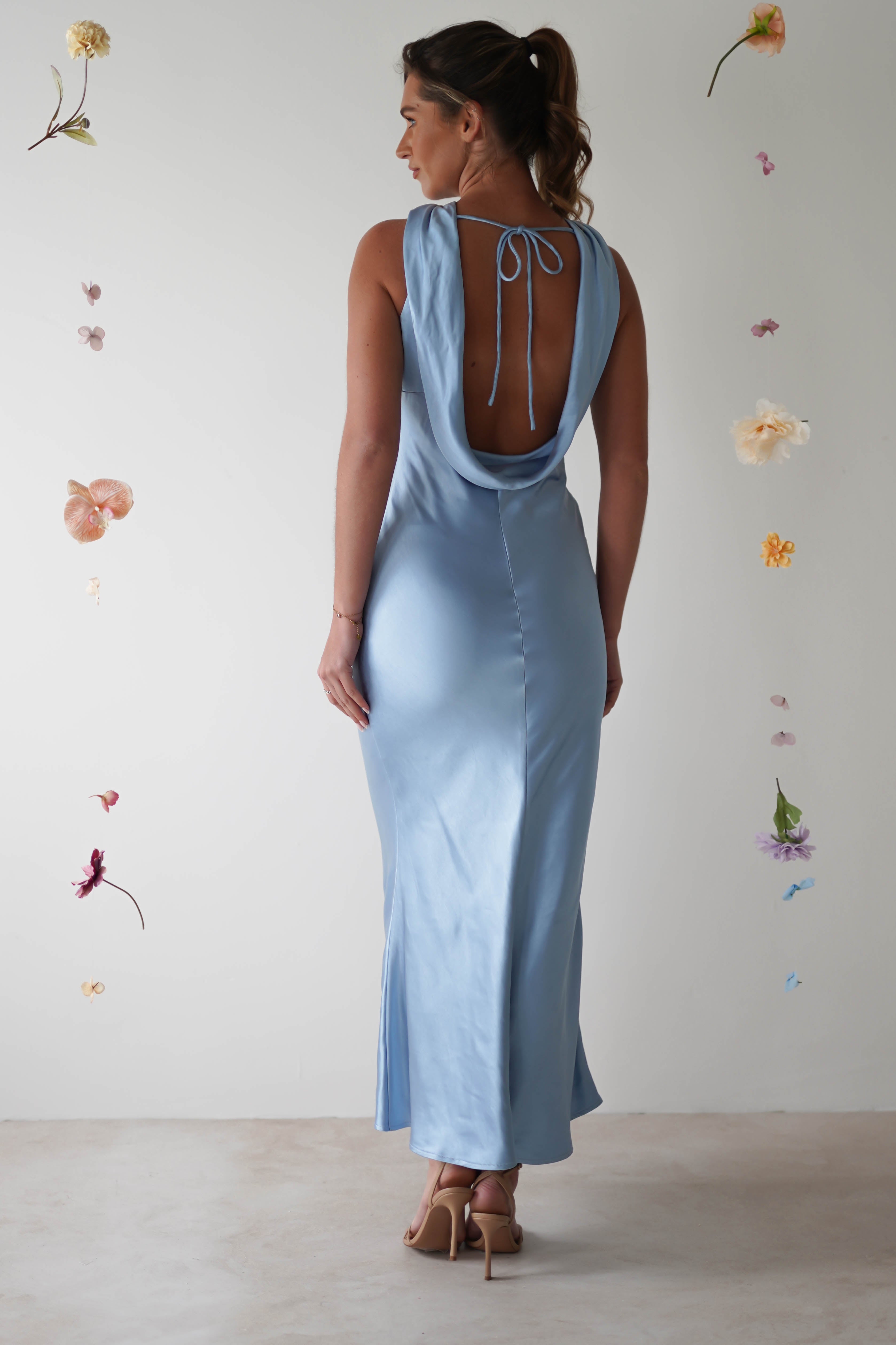 Lauryn Halter Neck Maxi Dress | Light Blue - Oh Hello Clothing