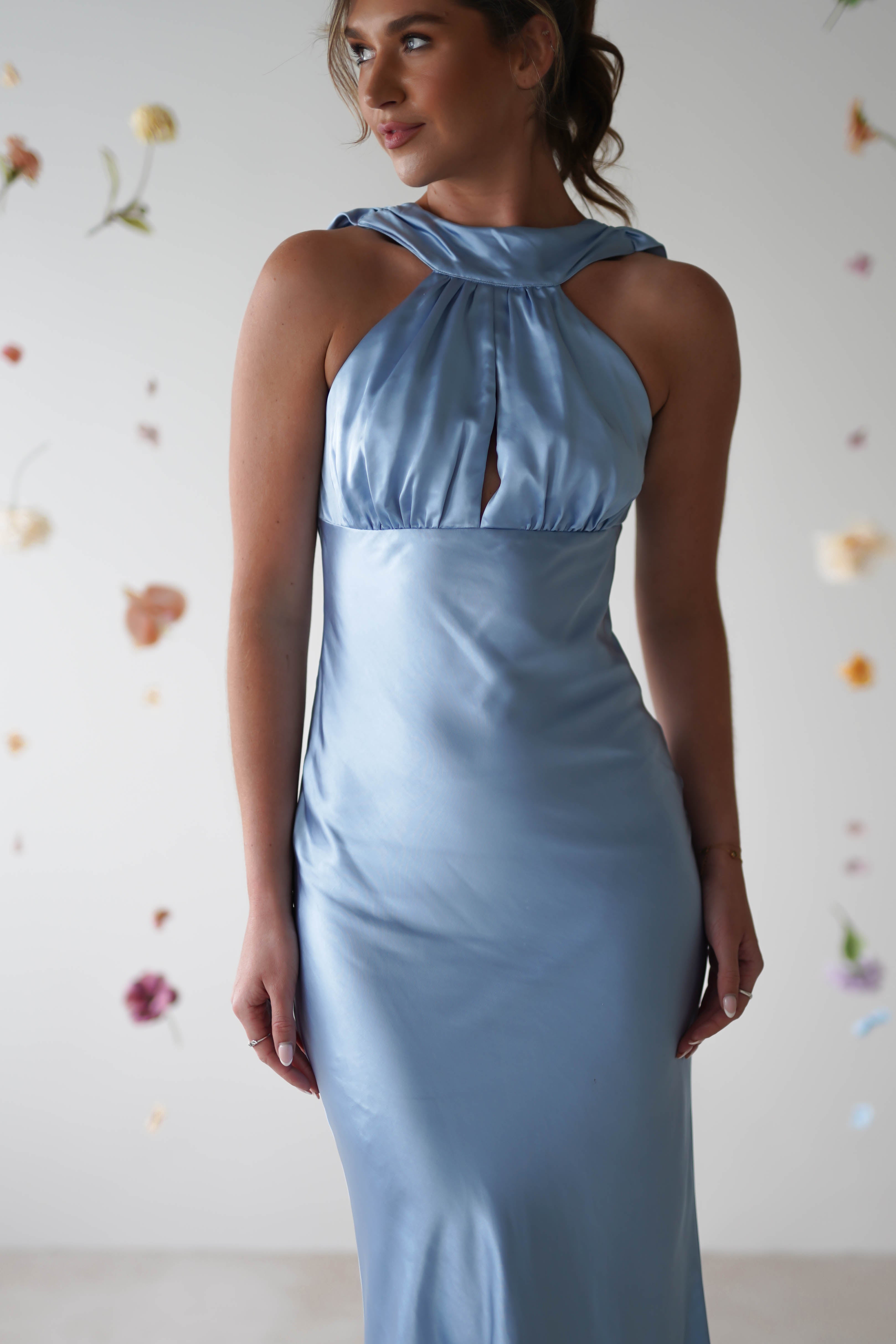 Lauryn Halter Neck Maxi Dress | Light Blue - Oh Hello Clothing