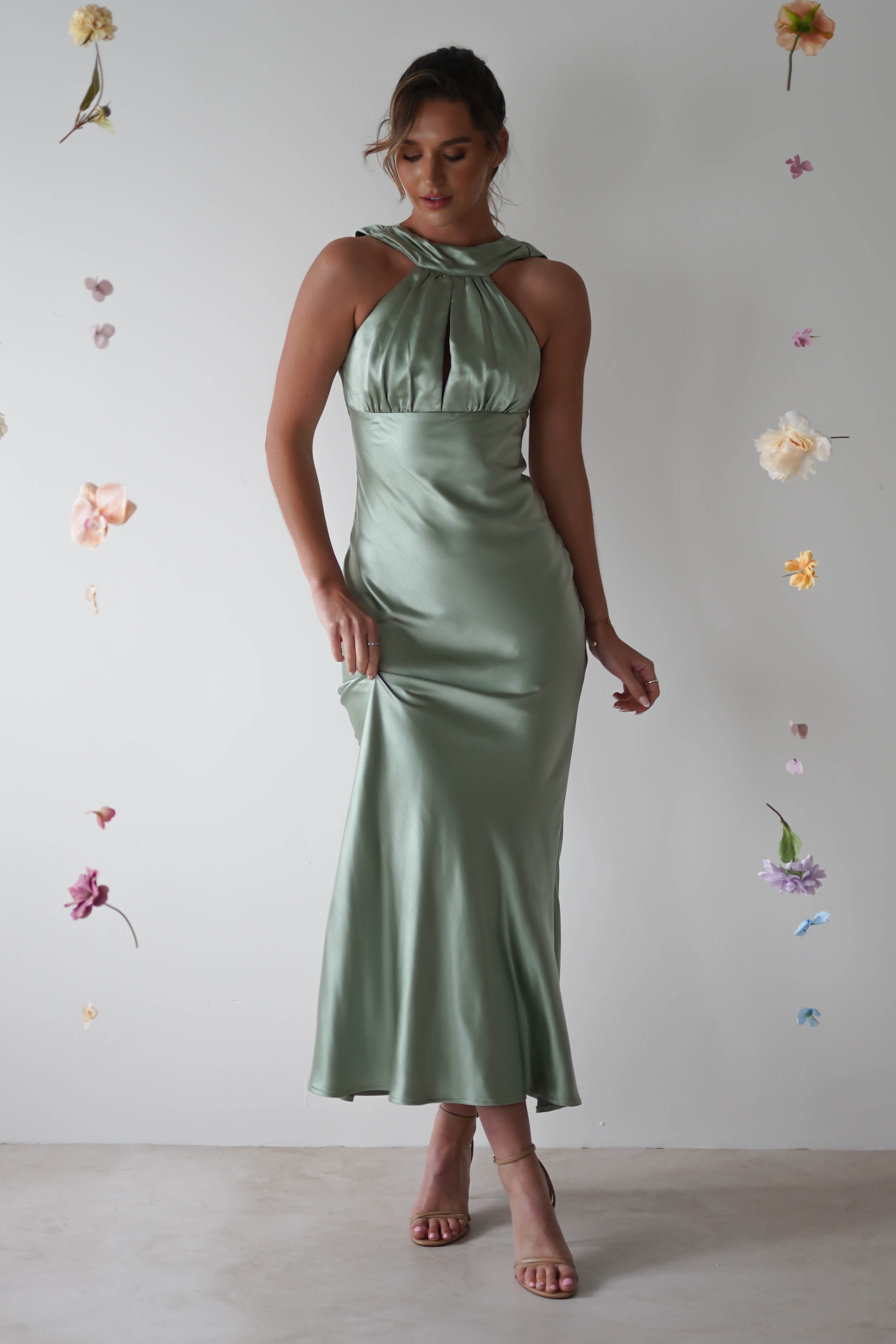 Lauryn Halter Neck Maxi Dress | Sage - Oh Hello Clothing