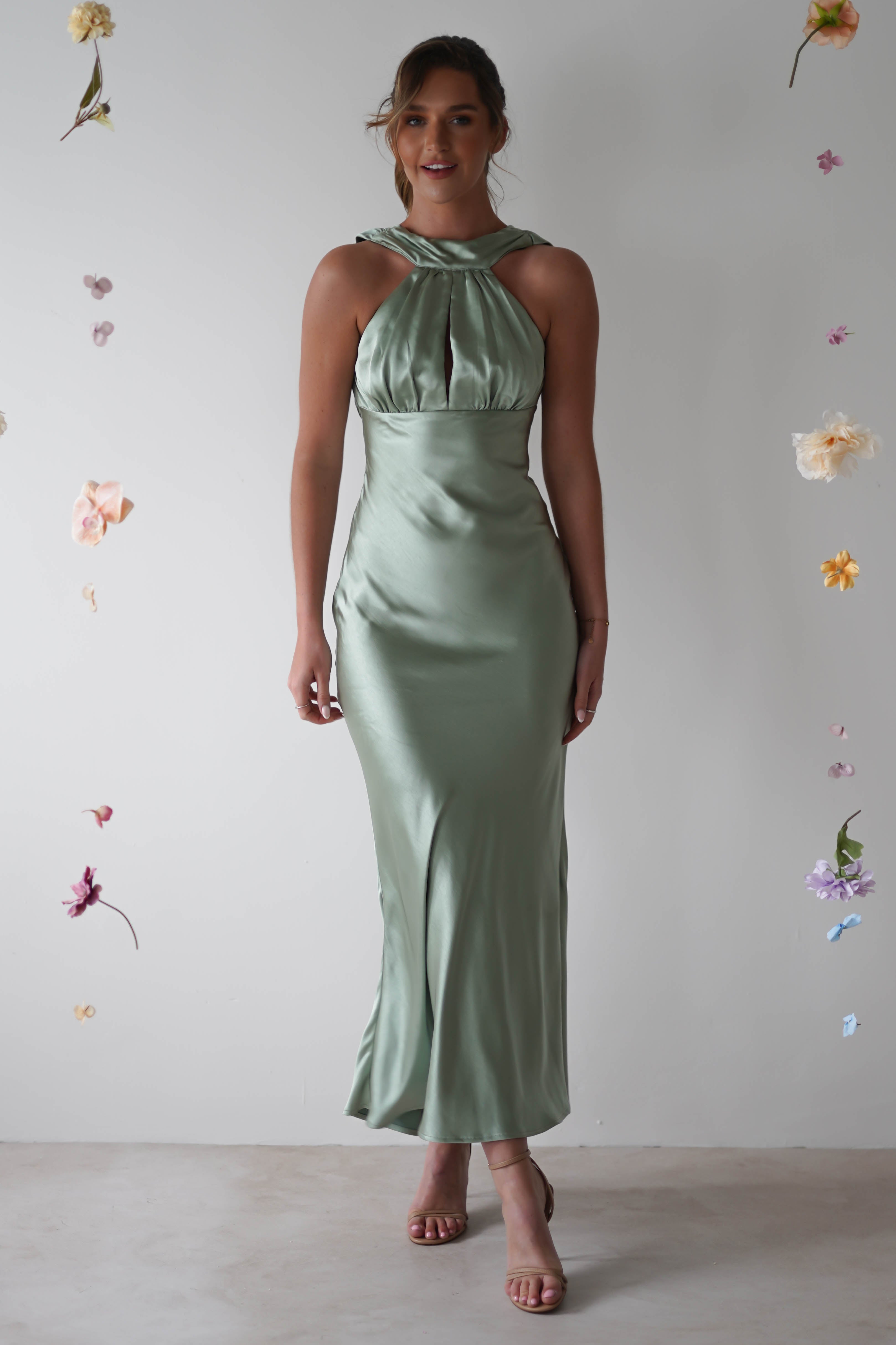 Lauryn Halter Neck Maxi Dress | Sage - Oh Hello Clothing