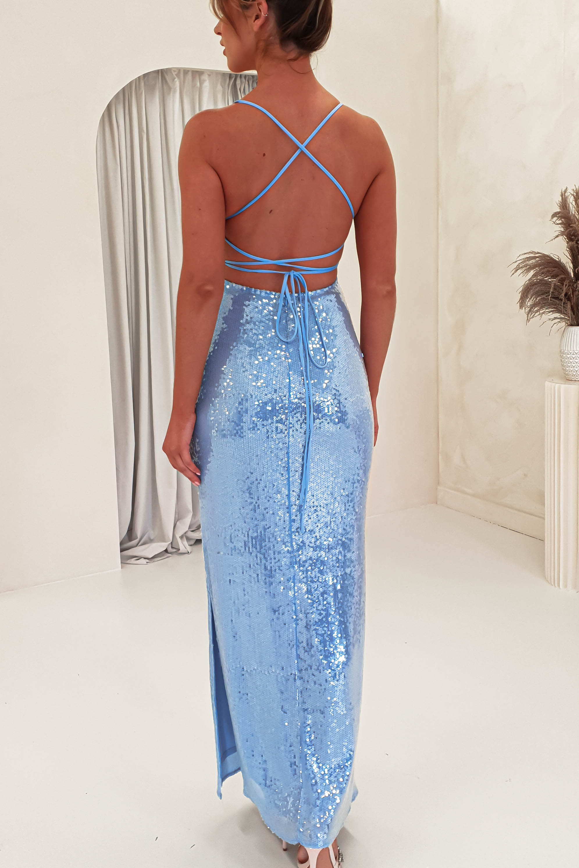 Renesmee Sequin Maxi Dress | Blue | Oh Hello Clothing | XS (6)