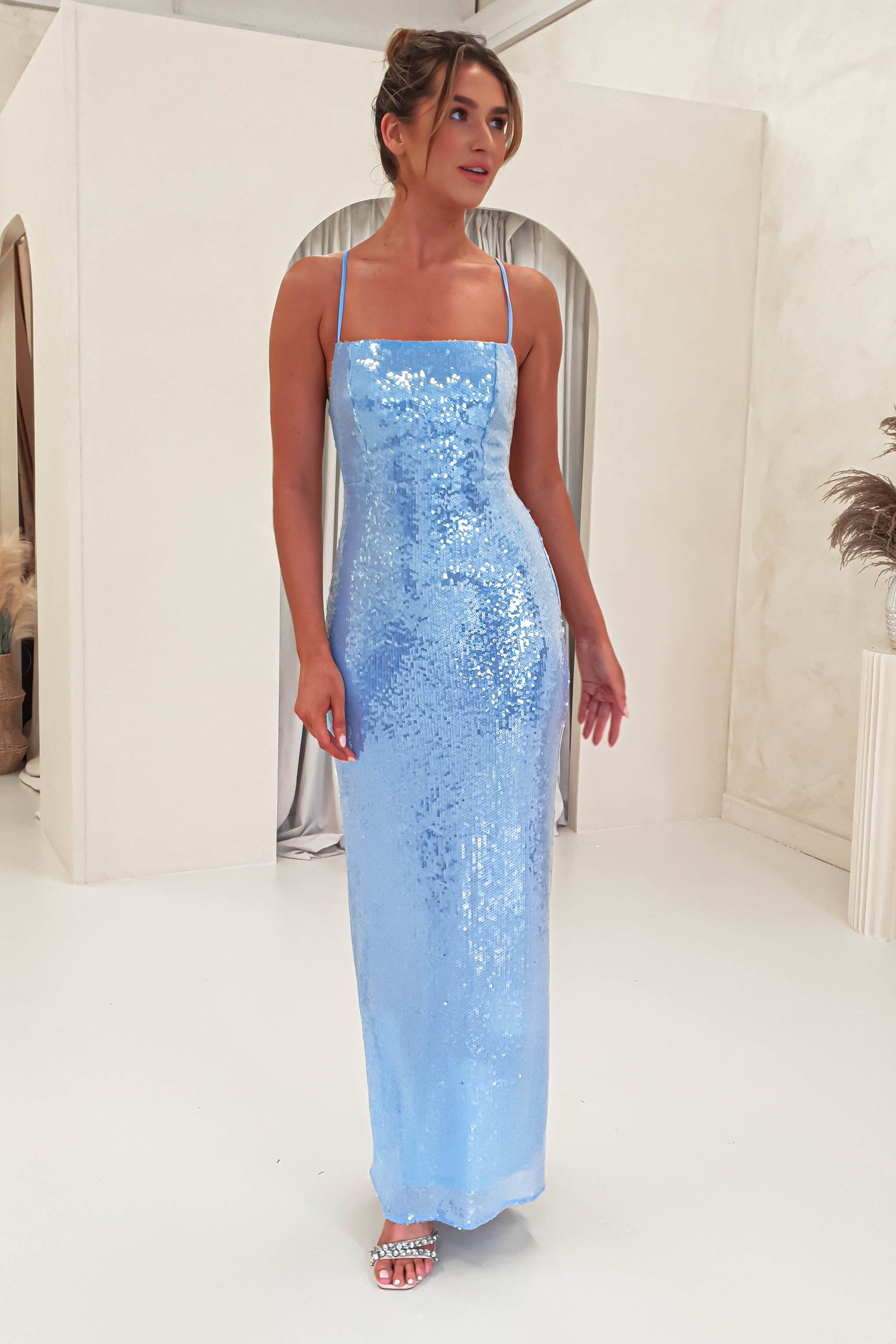 Renesmee Sequin Maxi Dress | Blue | Oh Hello Clothing | XS (6)
