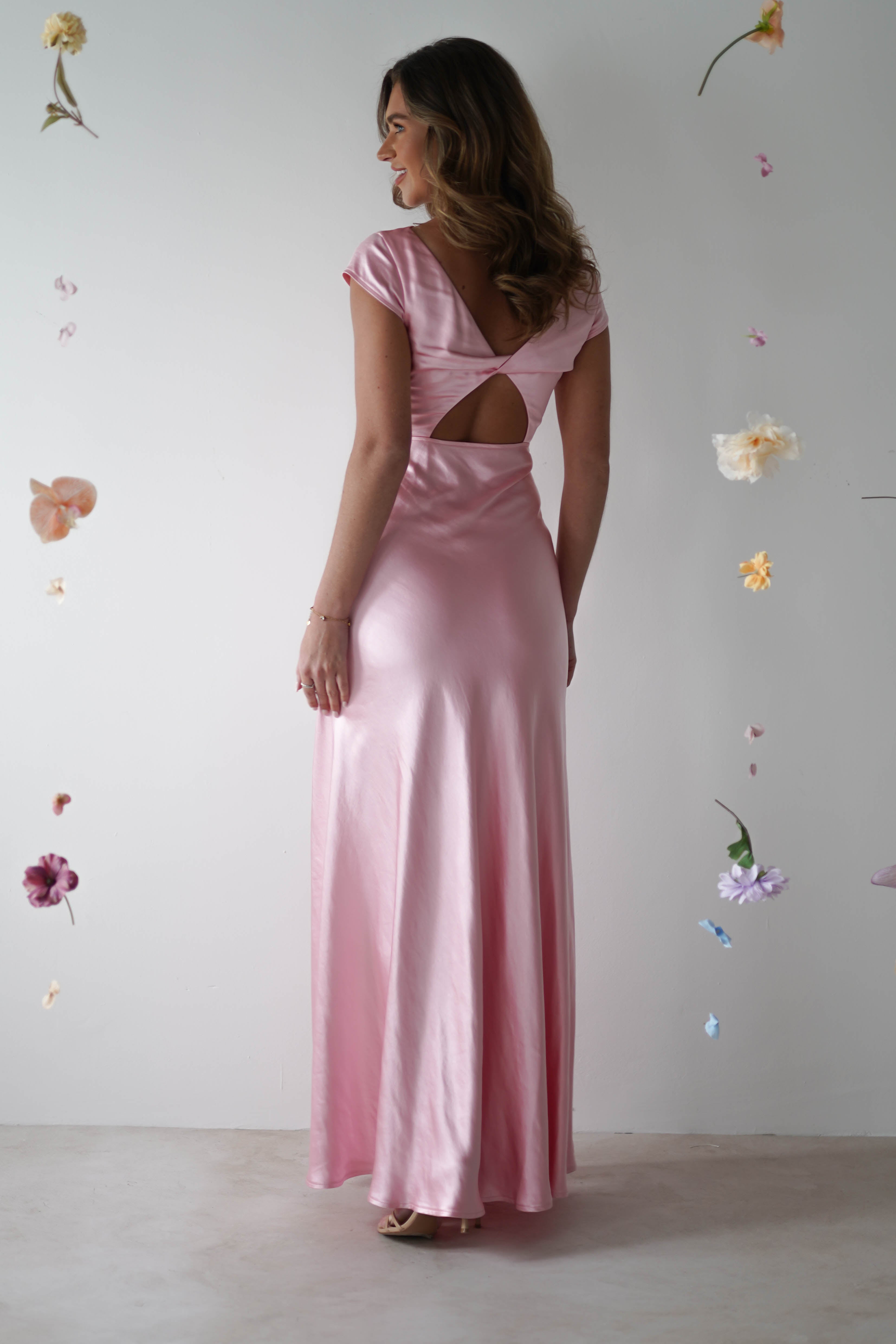 Ramona Soft Satin Maxi Dress | Pink - Oh Hello Clothing