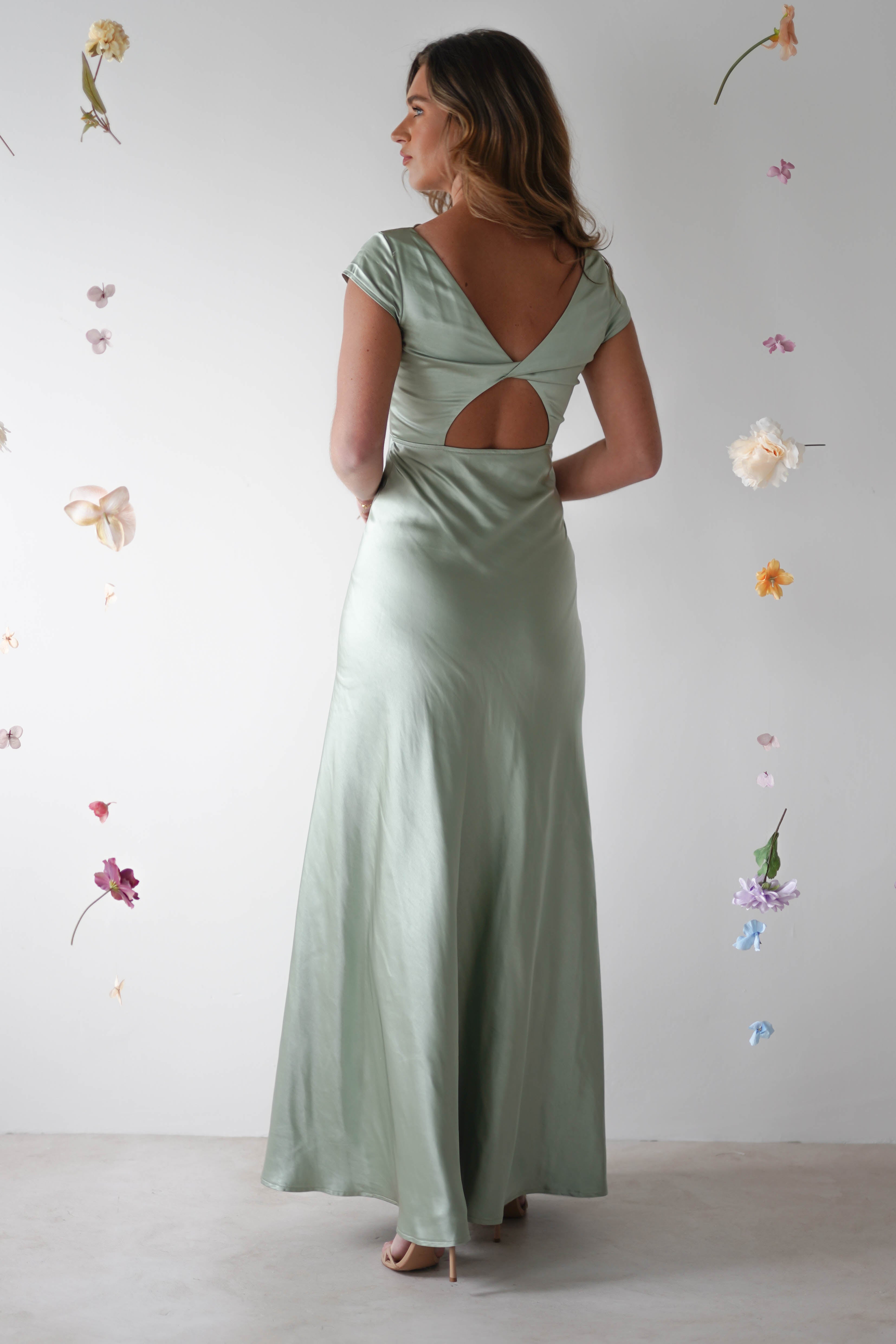 Ramona Soft Satin Maxi Dress | Sage - Oh Hello Clothing