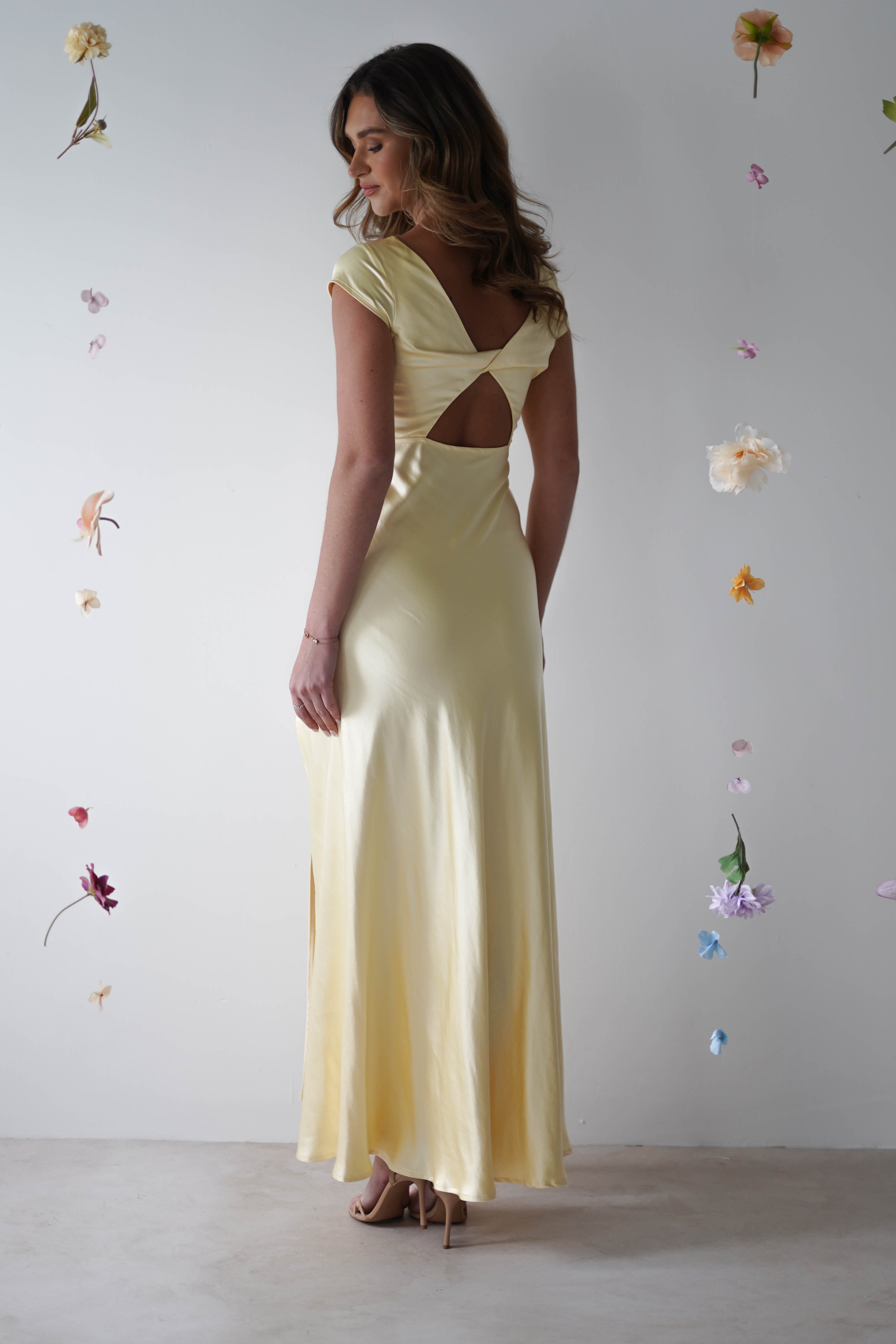 Ramona Soft Satin Maxi Dress | Yellow - Oh Hello Clothing