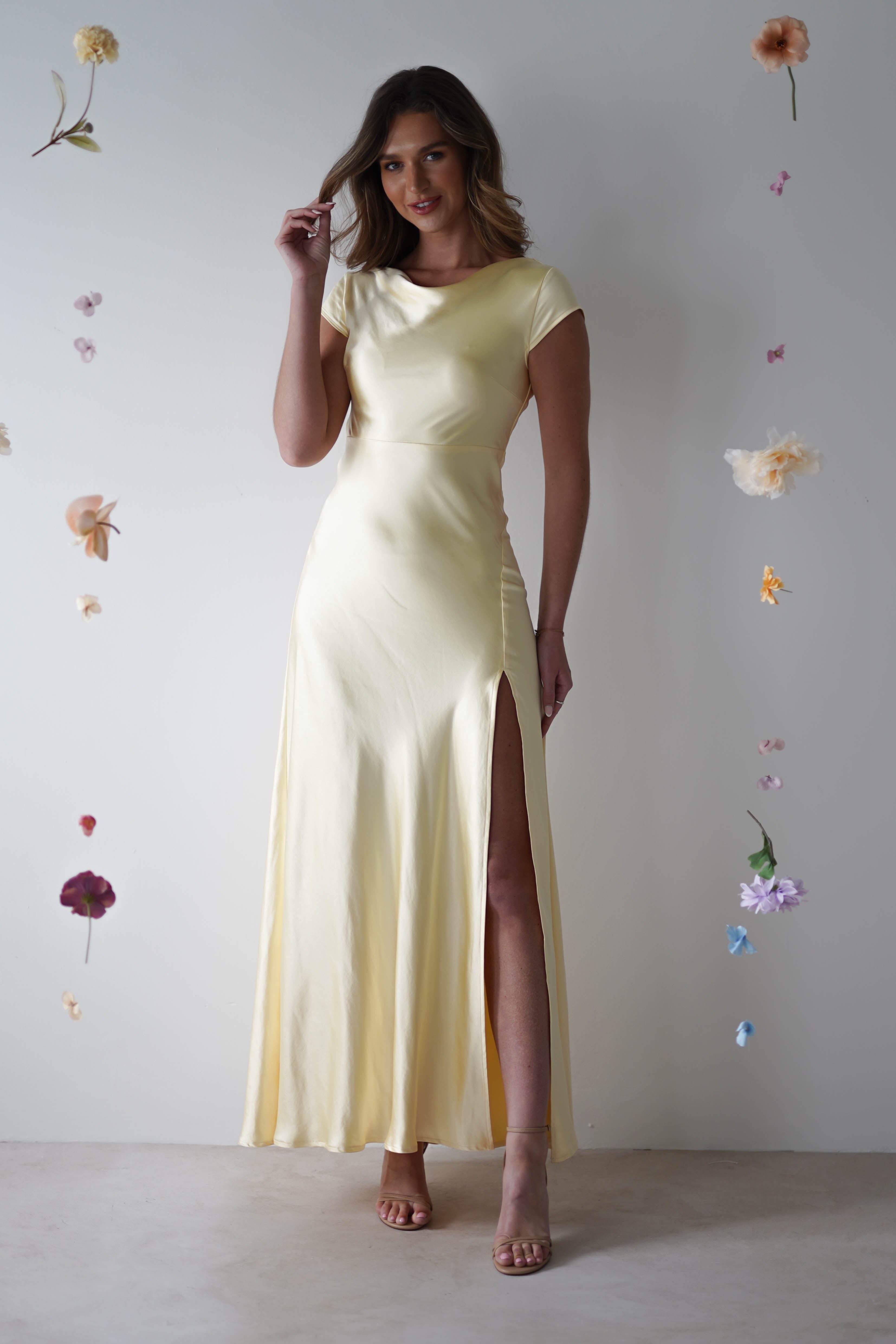 Ramona Soft Satin Maxi Dress | Yellow - Oh Hello Clothing