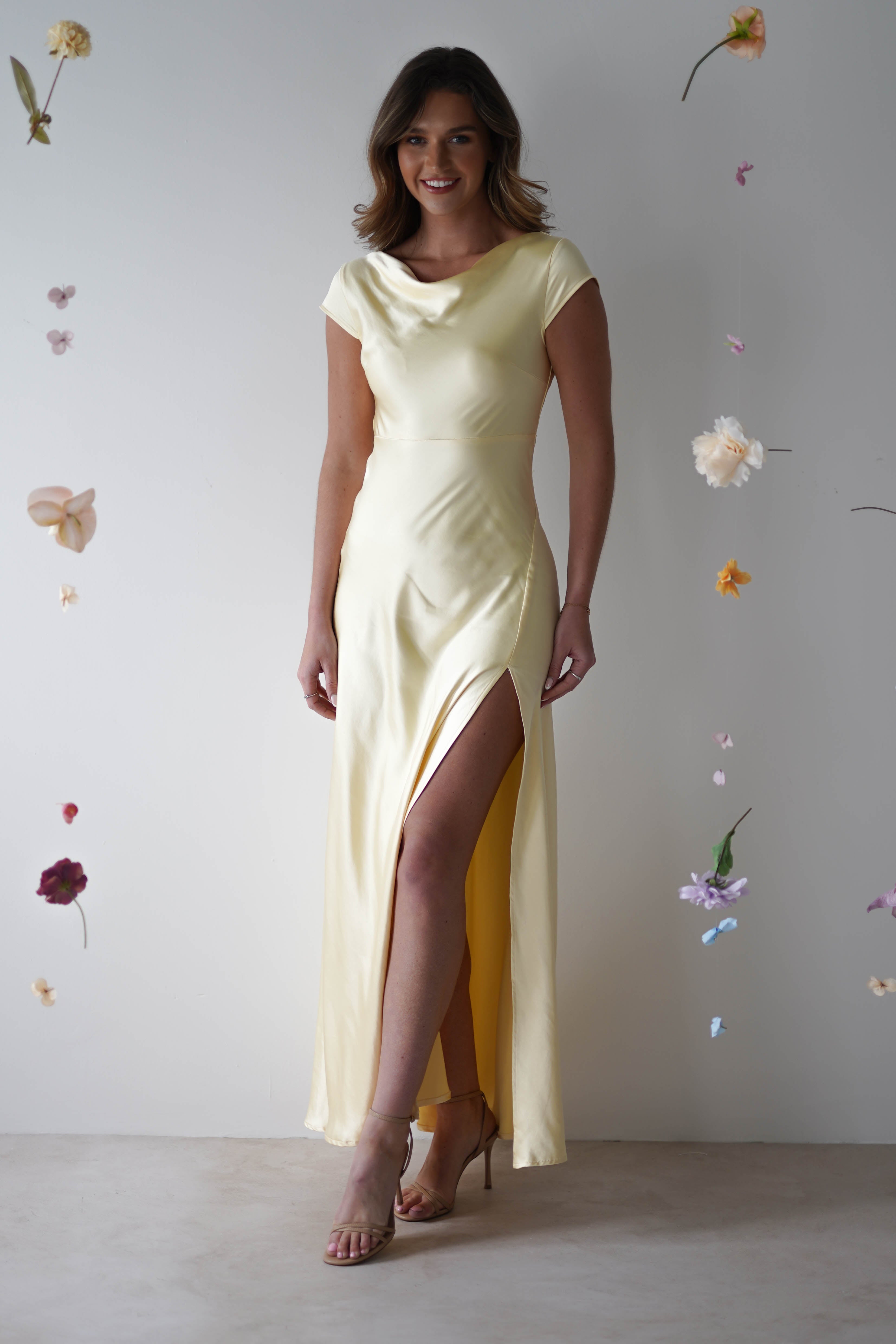 Ramona Soft Satin Maxi Dress | Yellow - Oh Hello Clothing