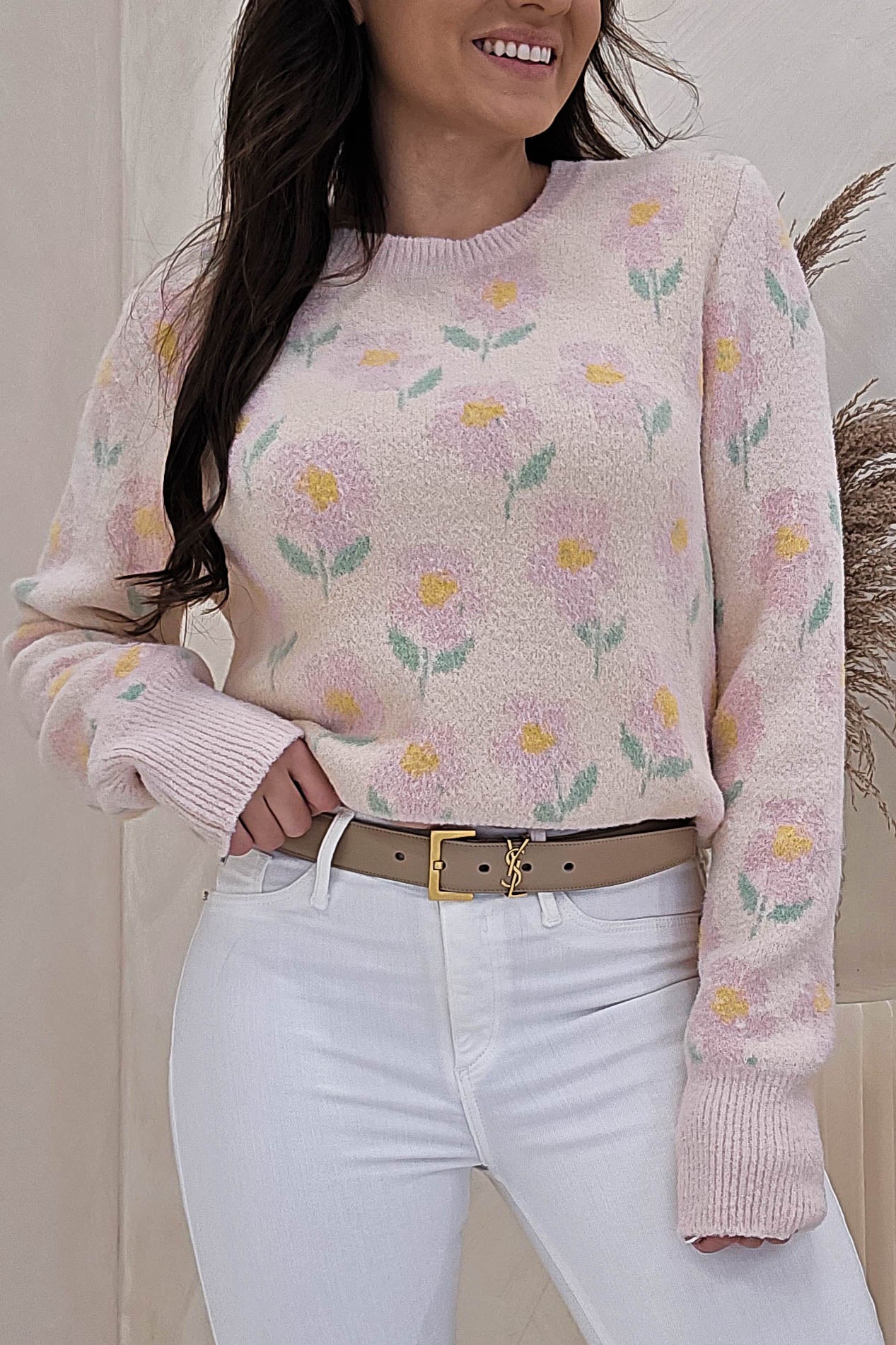 Emma Soft Floral Jumper | Light Pink