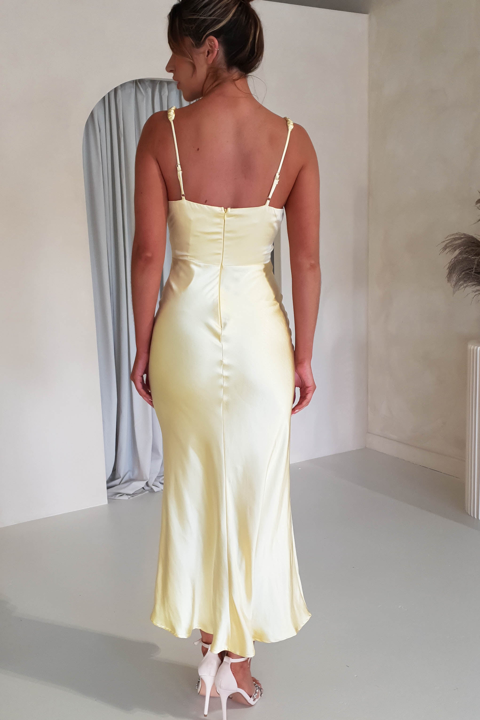 Bethanie Soft Satin Maxi Dress | Yellow | Oh Hello Clothing | XS (6)