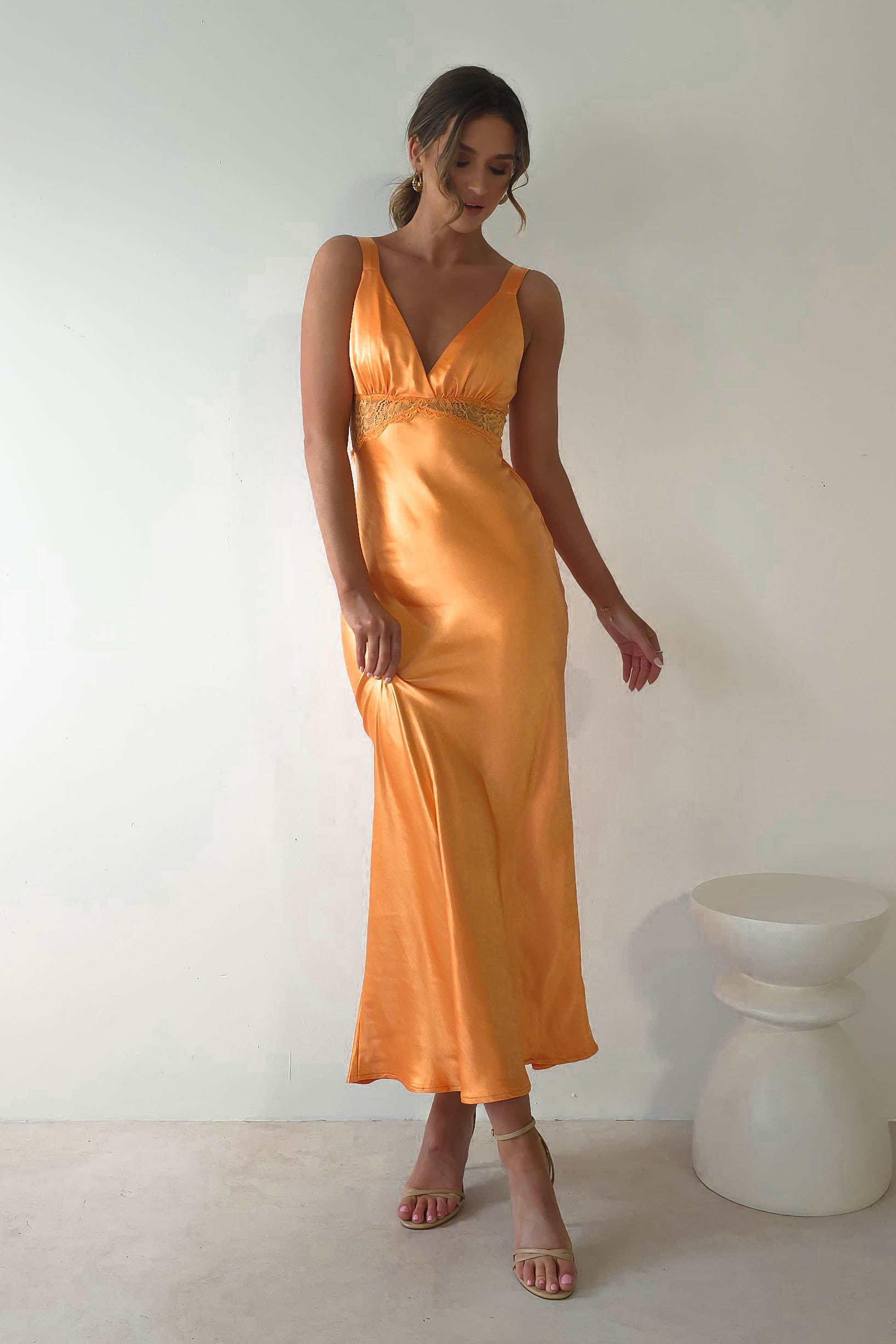 Juliette Soft Satin Maxi Dress | Mango/Orange