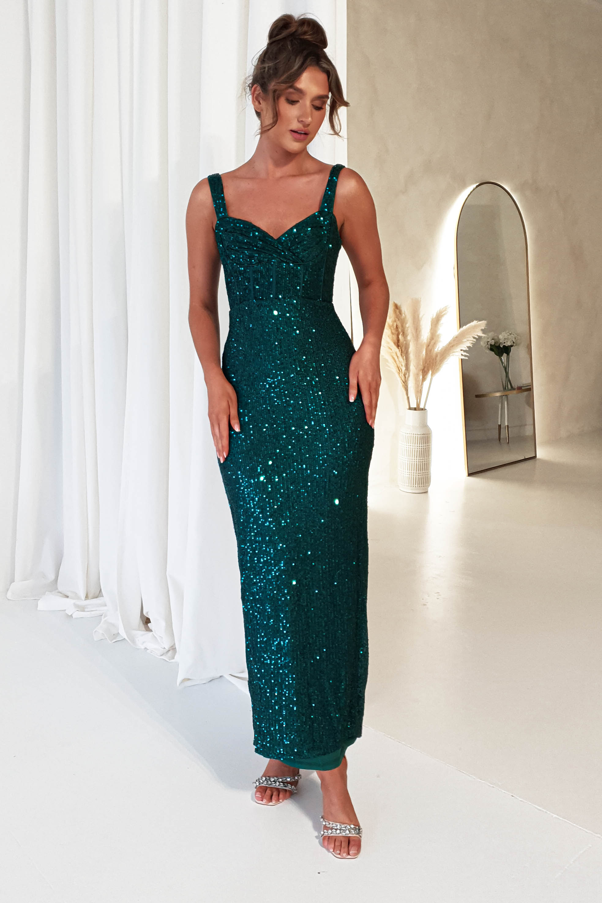 Cosette Sequin Midi Dress | Emerald Green | Oh Hello Clothing | S (8)