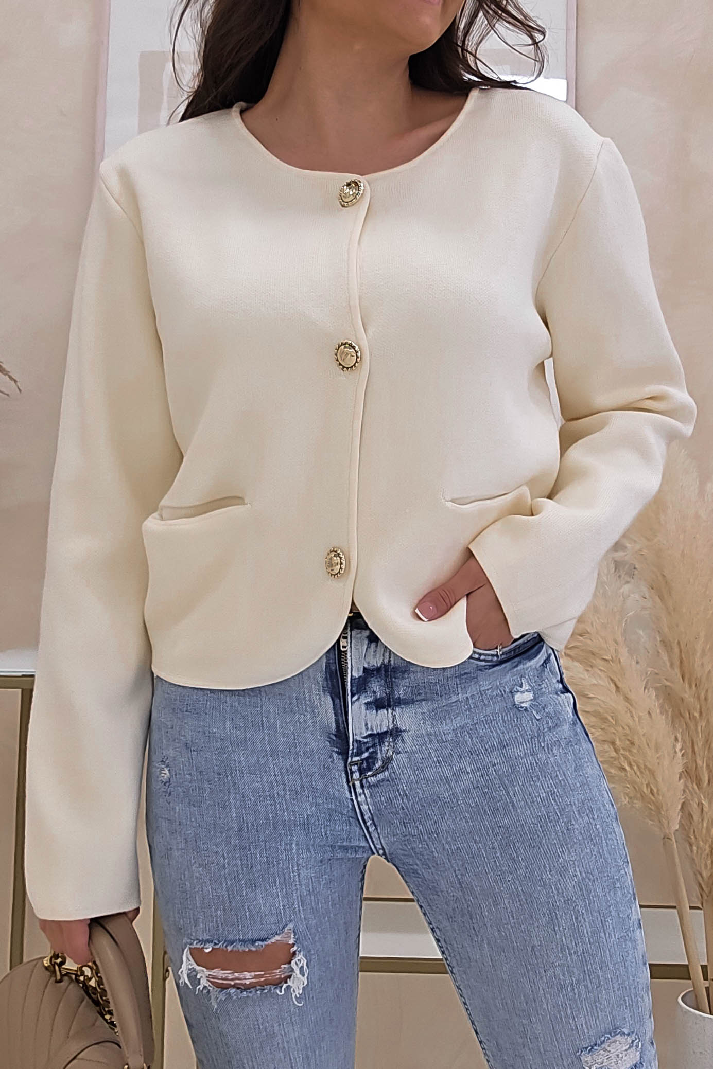 Kimmie Cardigan Gold Buttons | Cream | Oh Hello Clothing | One Size | 8 - 12