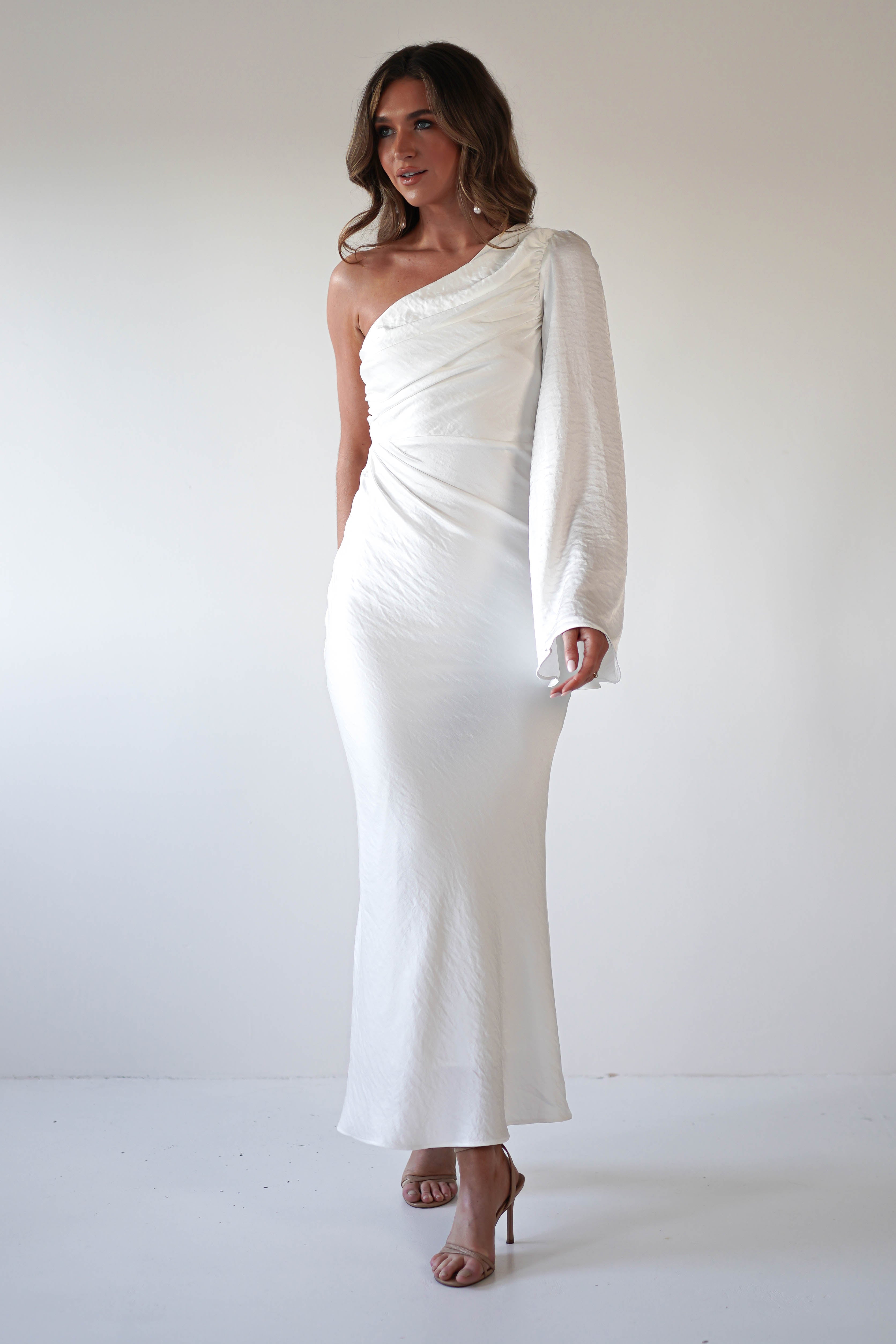 Sylvana Silky Maxi Dress | Ivory - Oh Hello Clothing