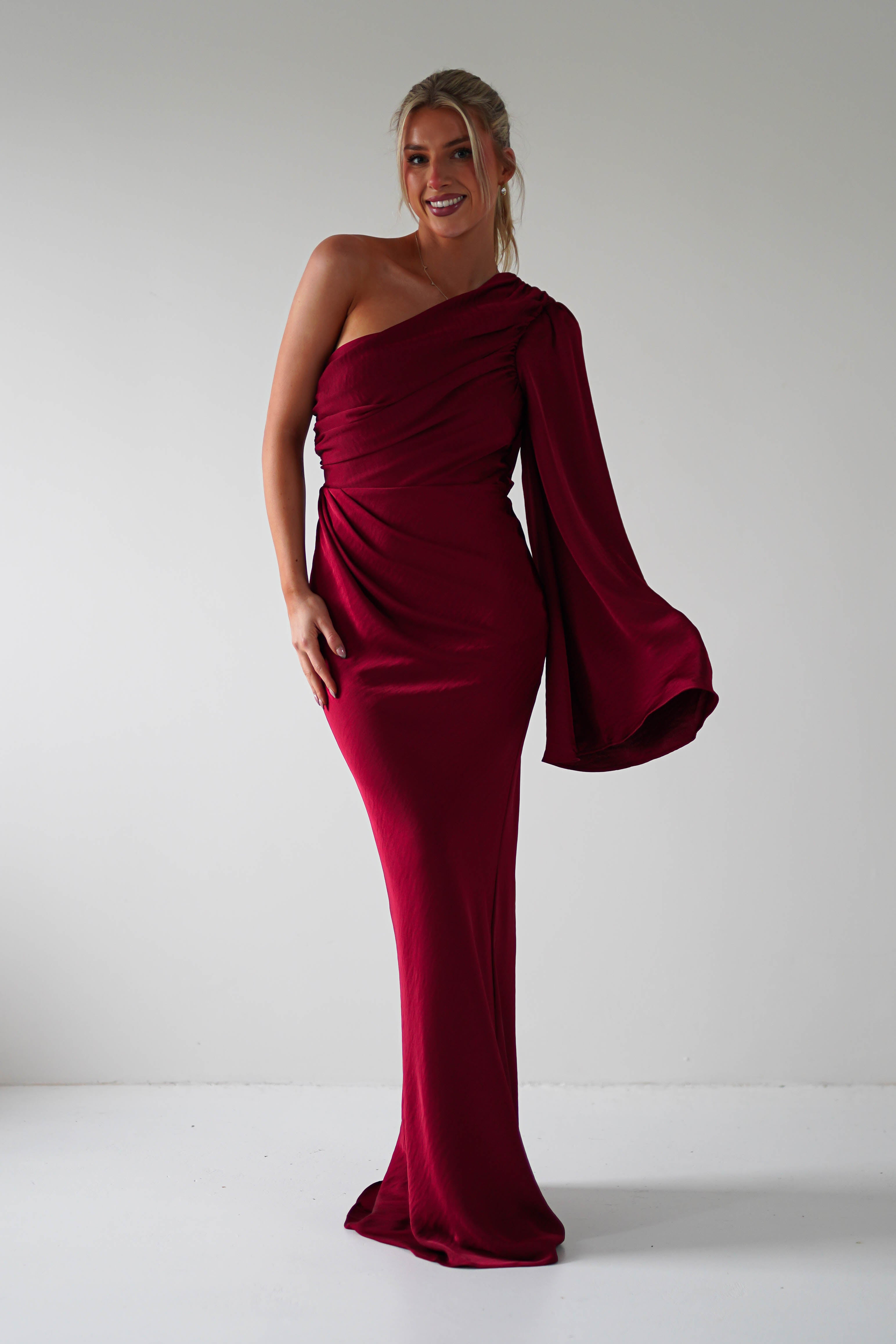 Elegance Silky Maxi Dress | Wine | Oh Hello Clothing | S (8)