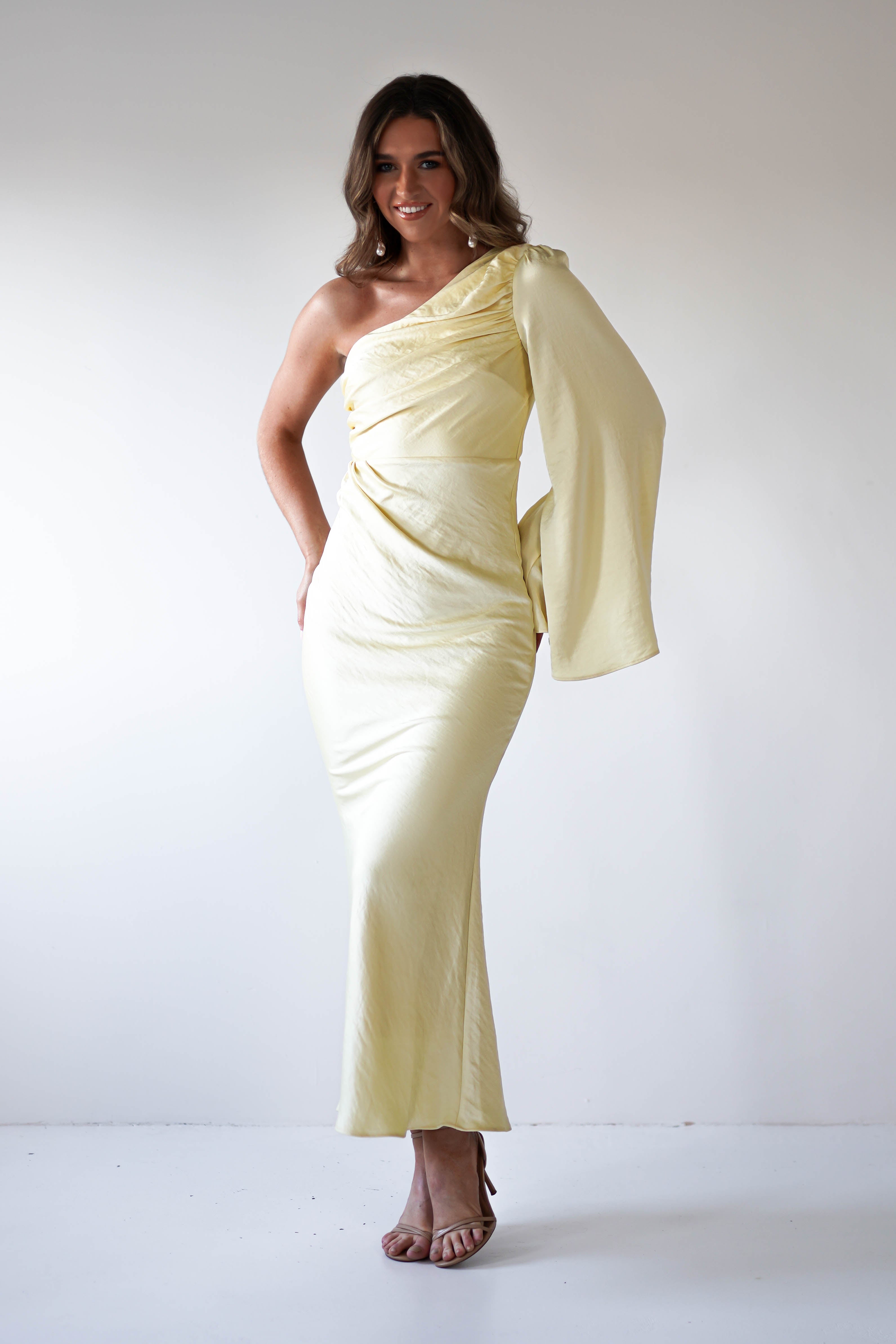 Sylvana Silky Maxi Dress | Yellow - Oh Hello Clothing