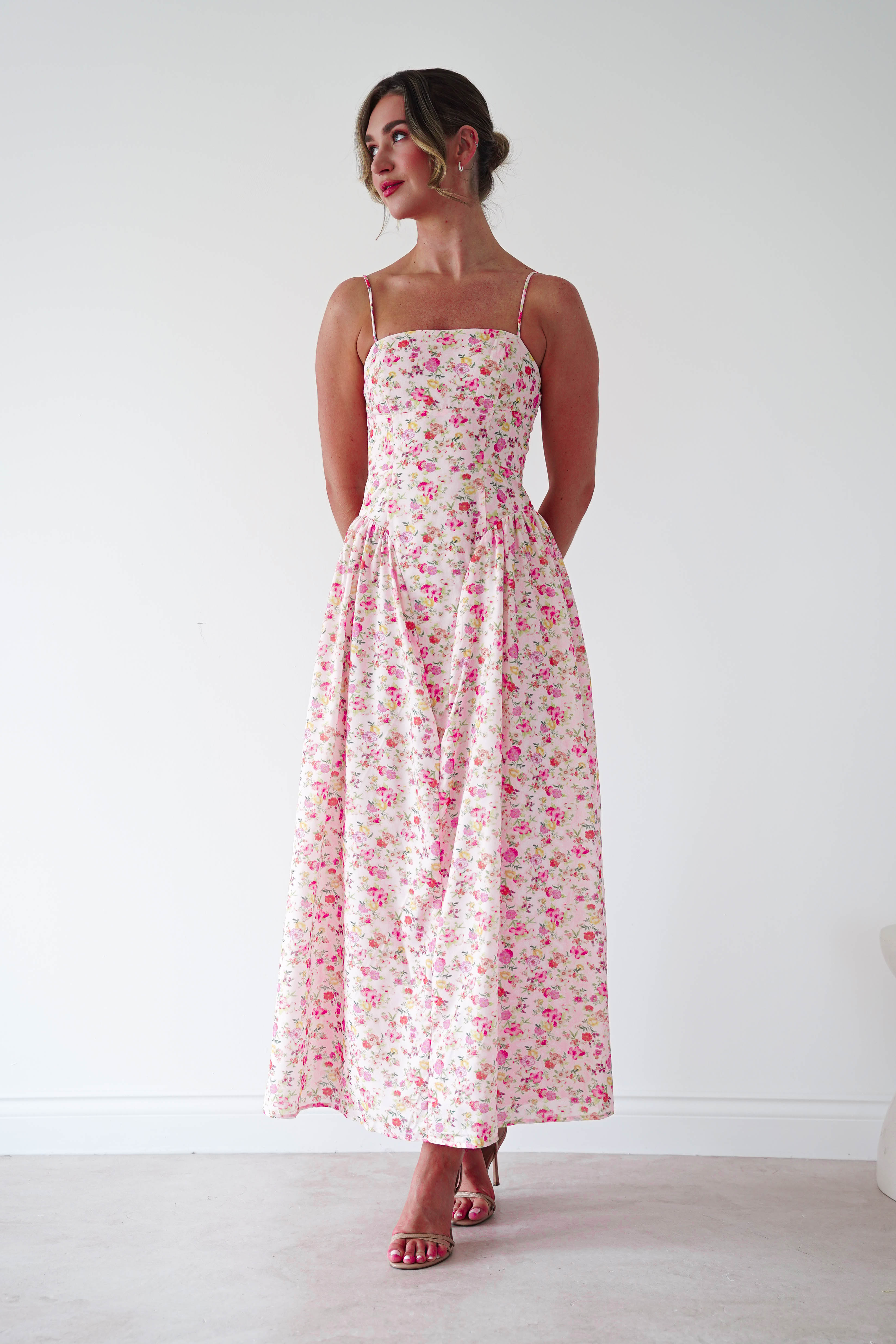 Oh Hello Clothing Dresses > Prom Dresses Elodie Floral Print Maxi Dress | Pink