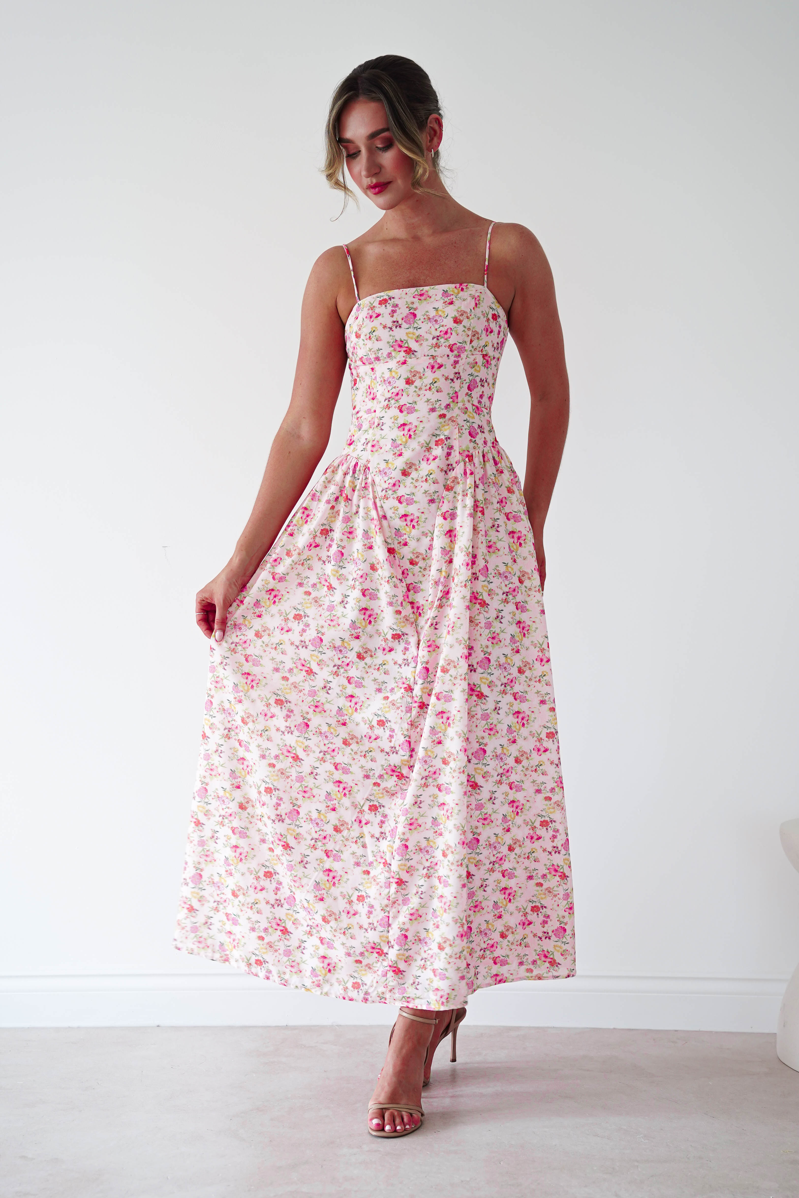 Oh Hello Clothing Dresses > Prom Dresses Elodie Floral Print Maxi Dress | Pink