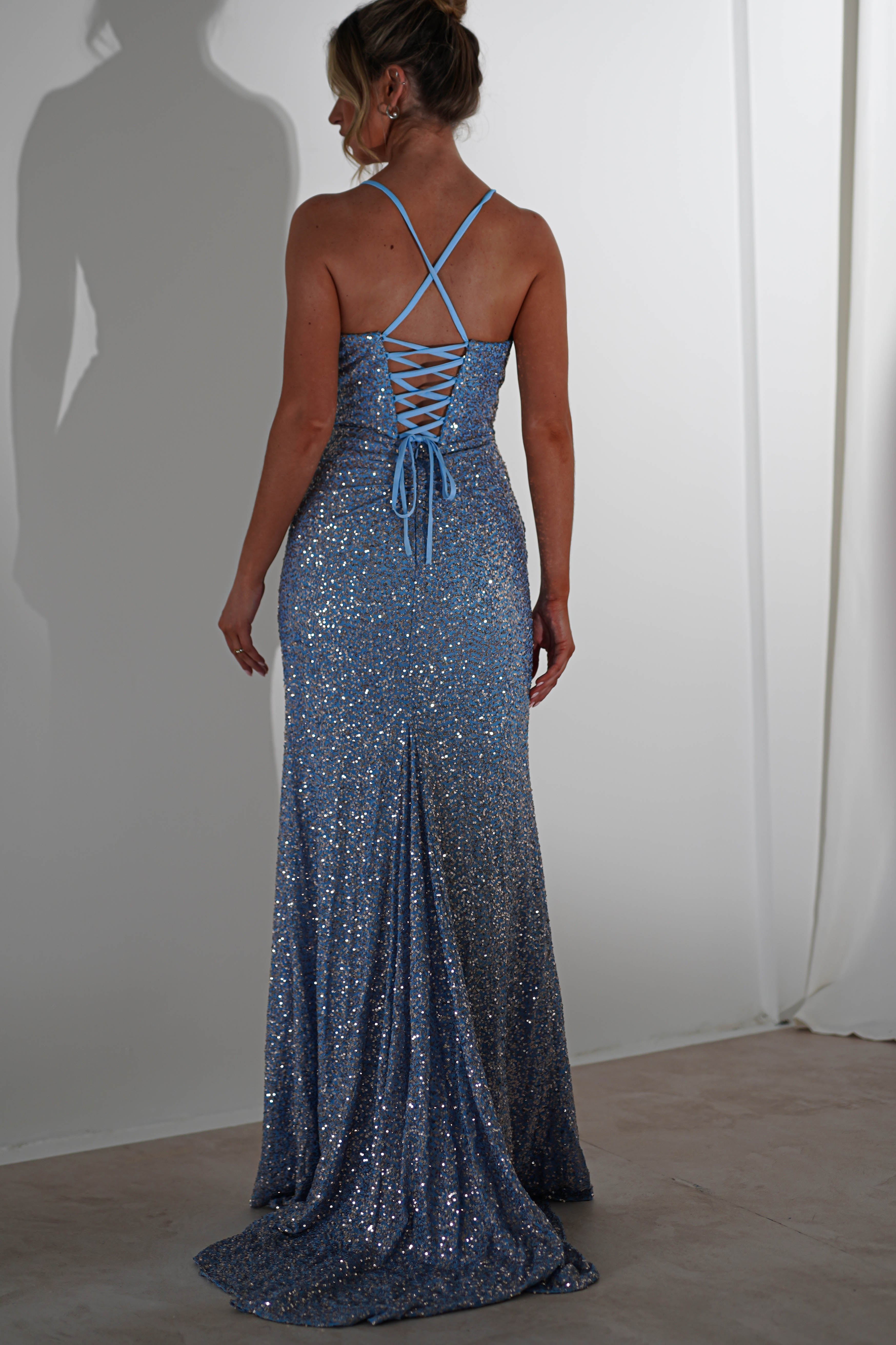 Ember Bodycon Sequin Gown | Slate Blue | Oh Hello Clothing | S (8)