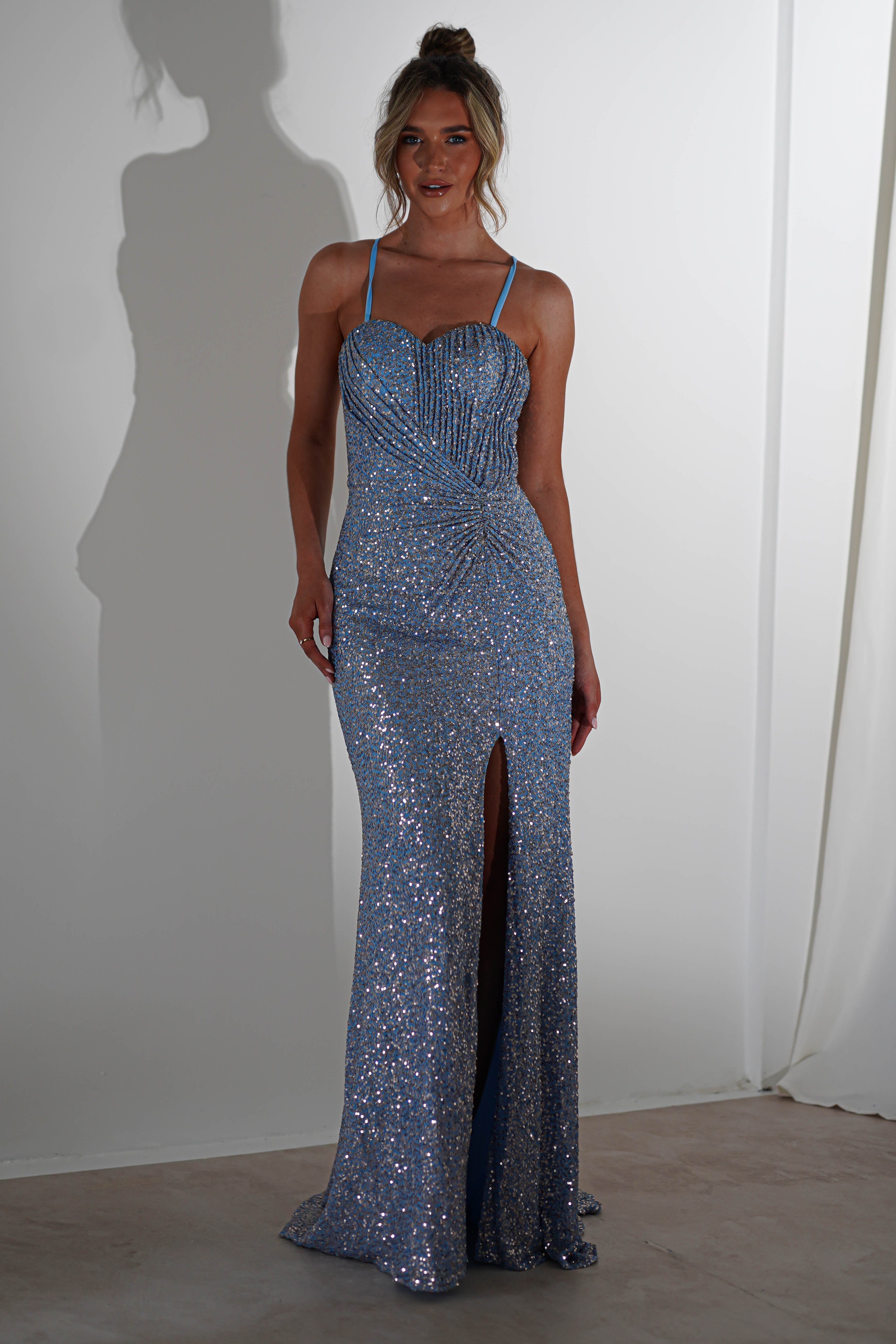 Ember Bodycon Sequin Gown | Slate Blue | Oh Hello Clothing | S (8)