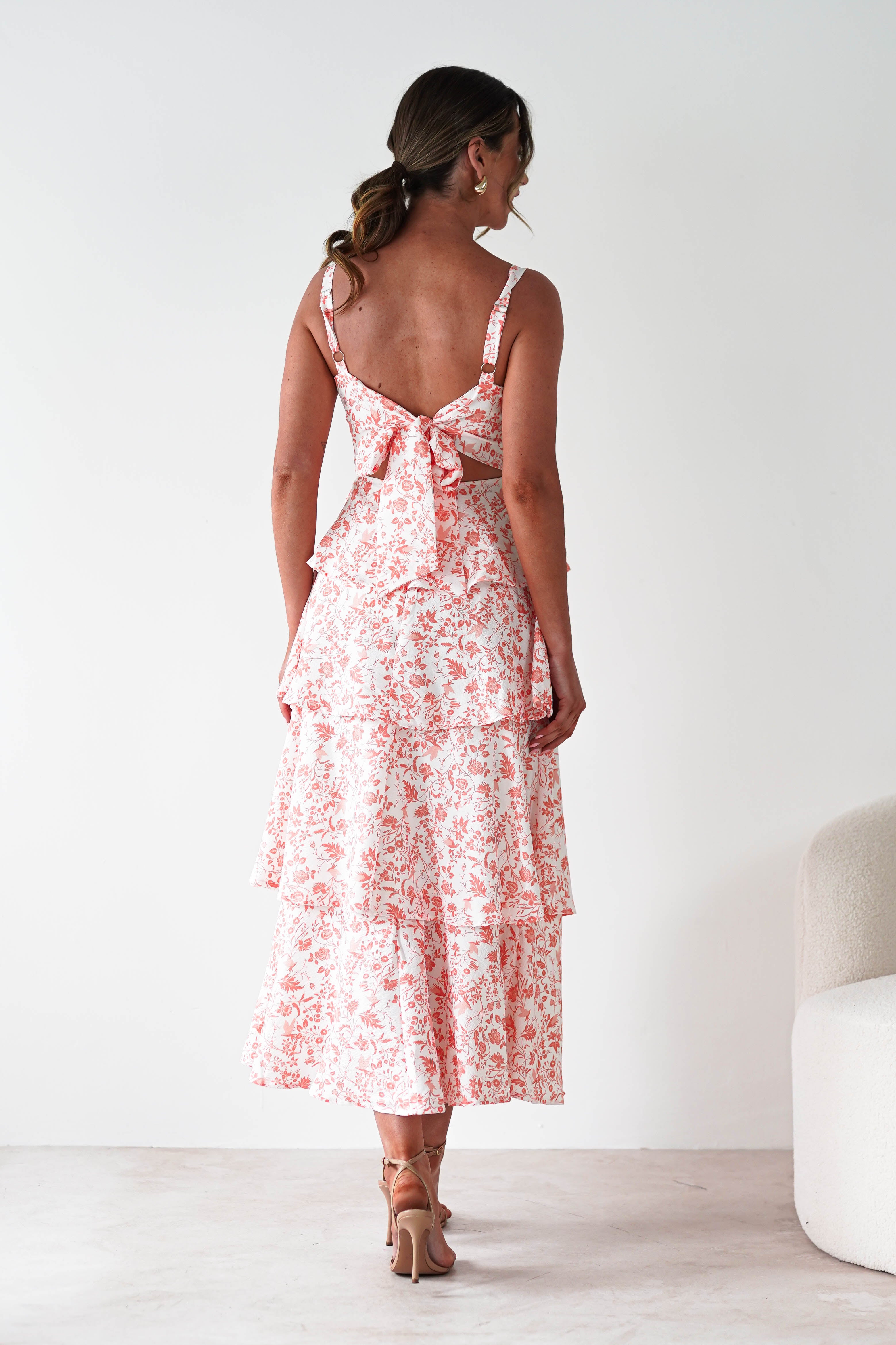 Emily Floral Ruffle Maxi Dress | Orange Print | Oh Hello Clothing | 6
